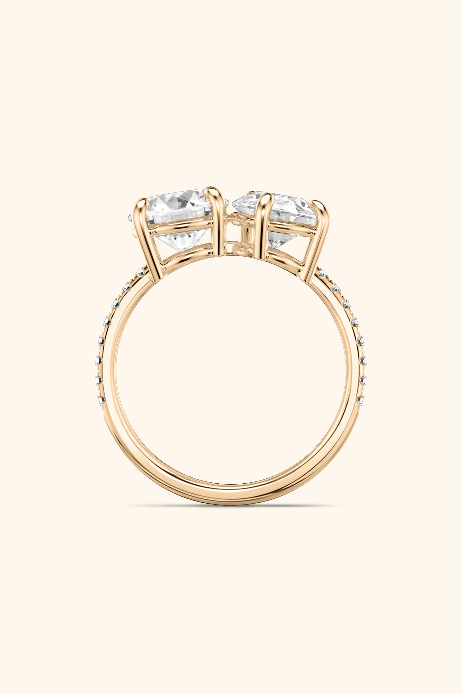 Luminosa Round Brilliant and Pear Solitaire Pavé Ring