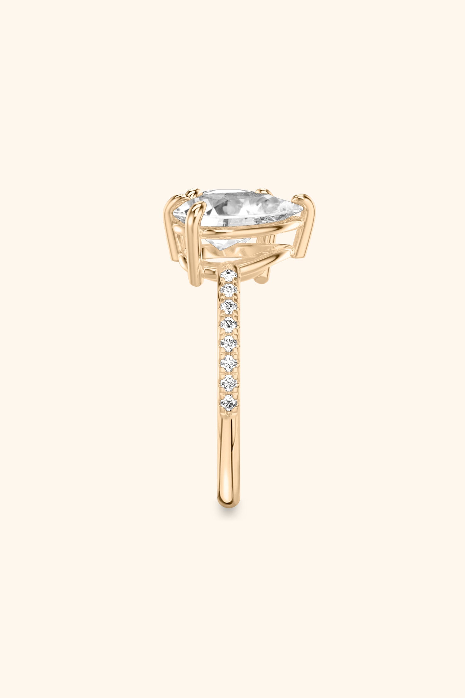 Luminosa Round Brilliant and Pear Solitaire Pavé Ring