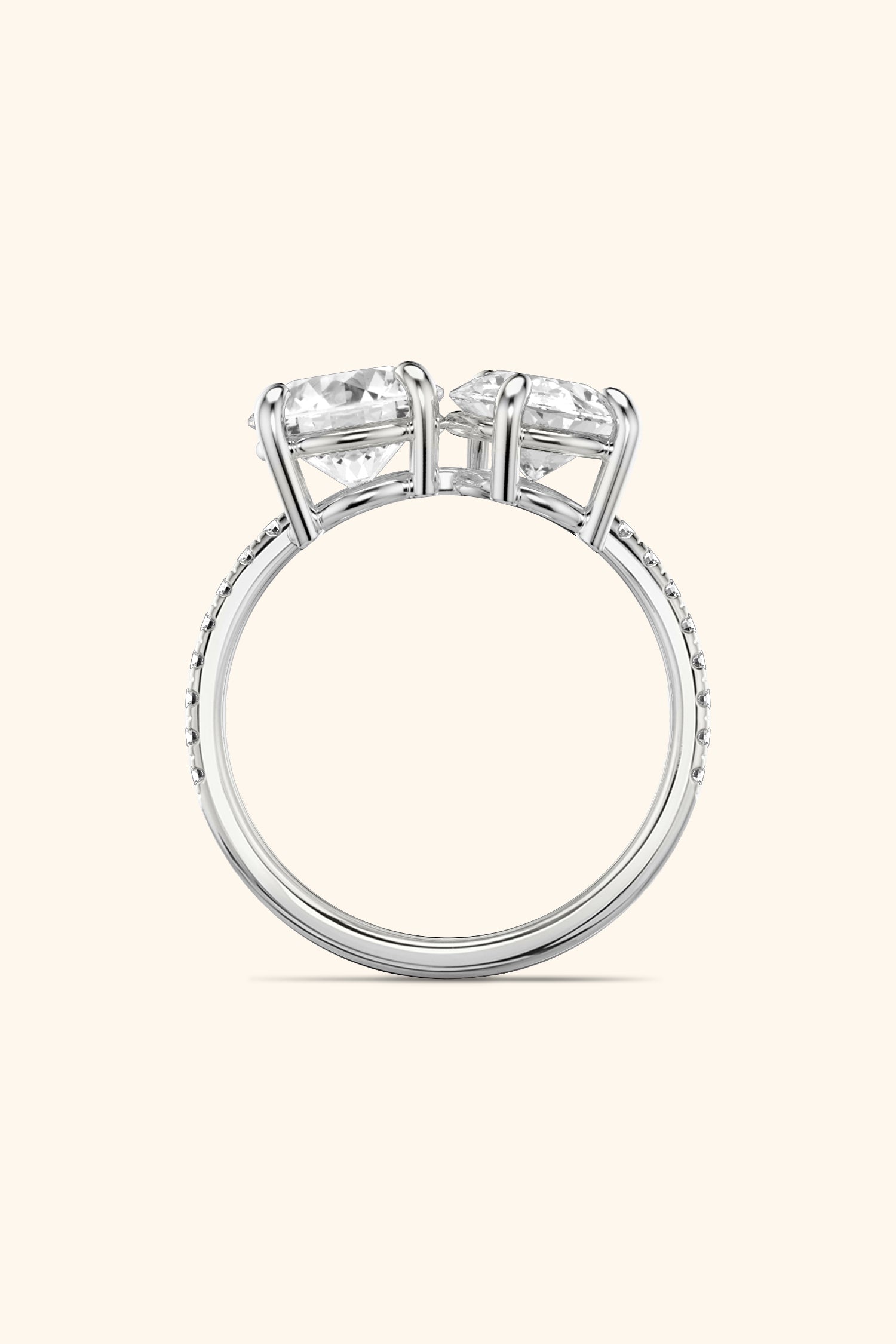 Luminosa Round Brilliant and Pear Solitaire Pavé Ring