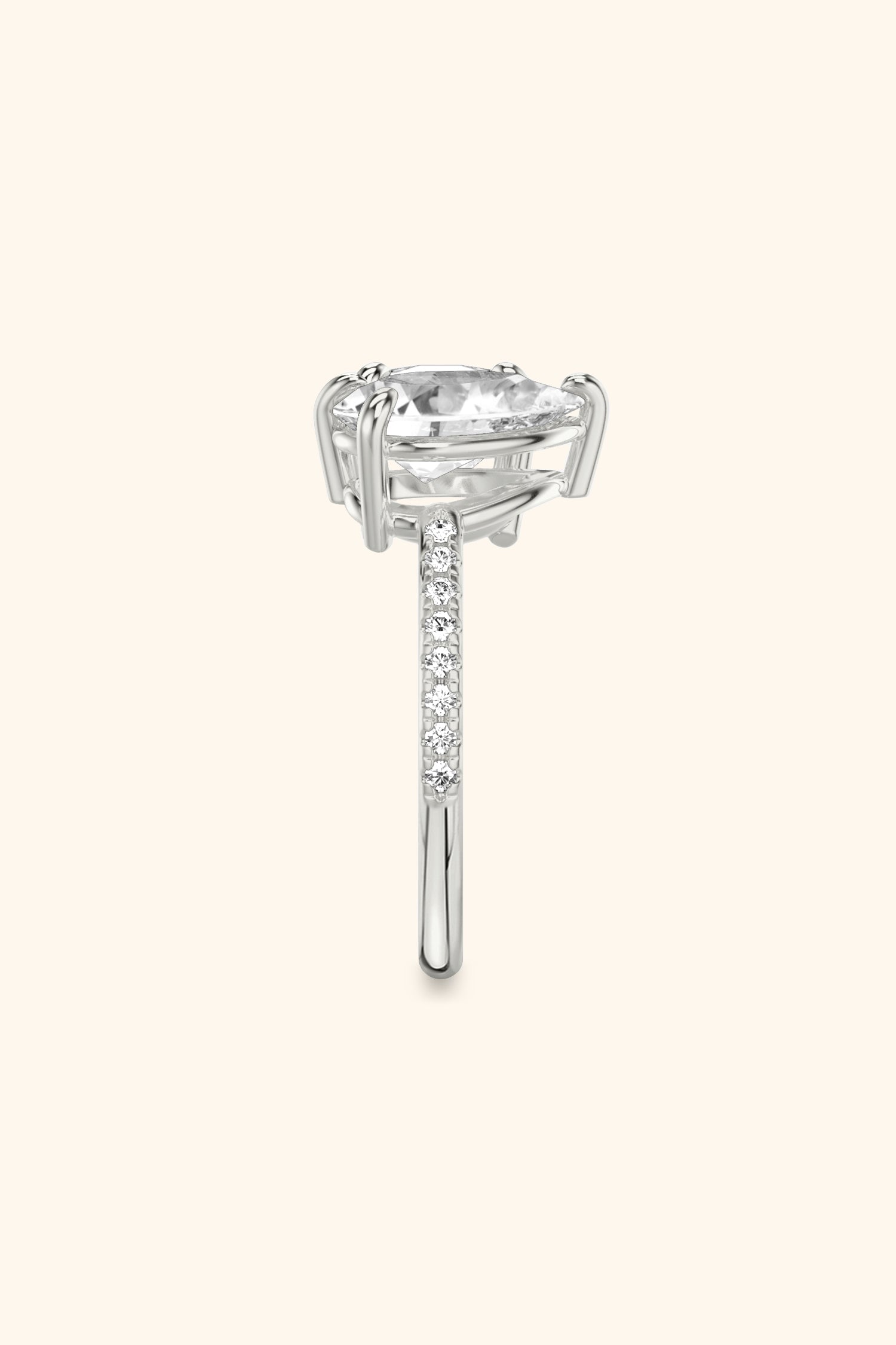 Luminosa Round Brilliant and Pear Solitaire Pavé Ring