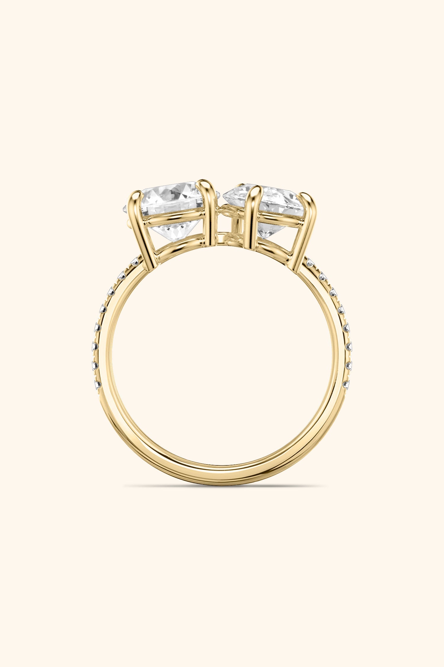 Luminosa Round Brilliant and Pear Solitaire Pavé Ring