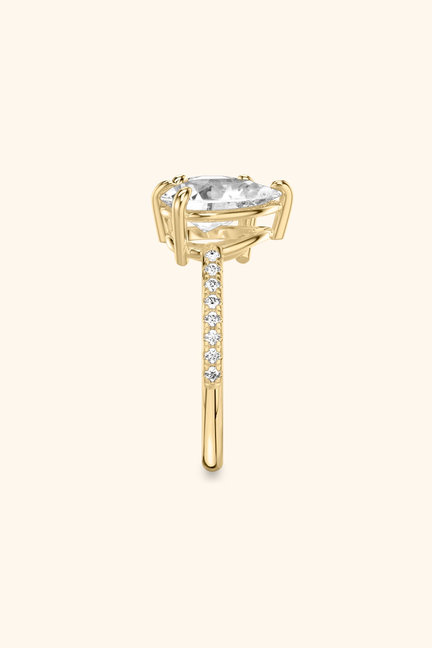 Luminosa Round Brilliant and Pear Solitaire Pavé Ring