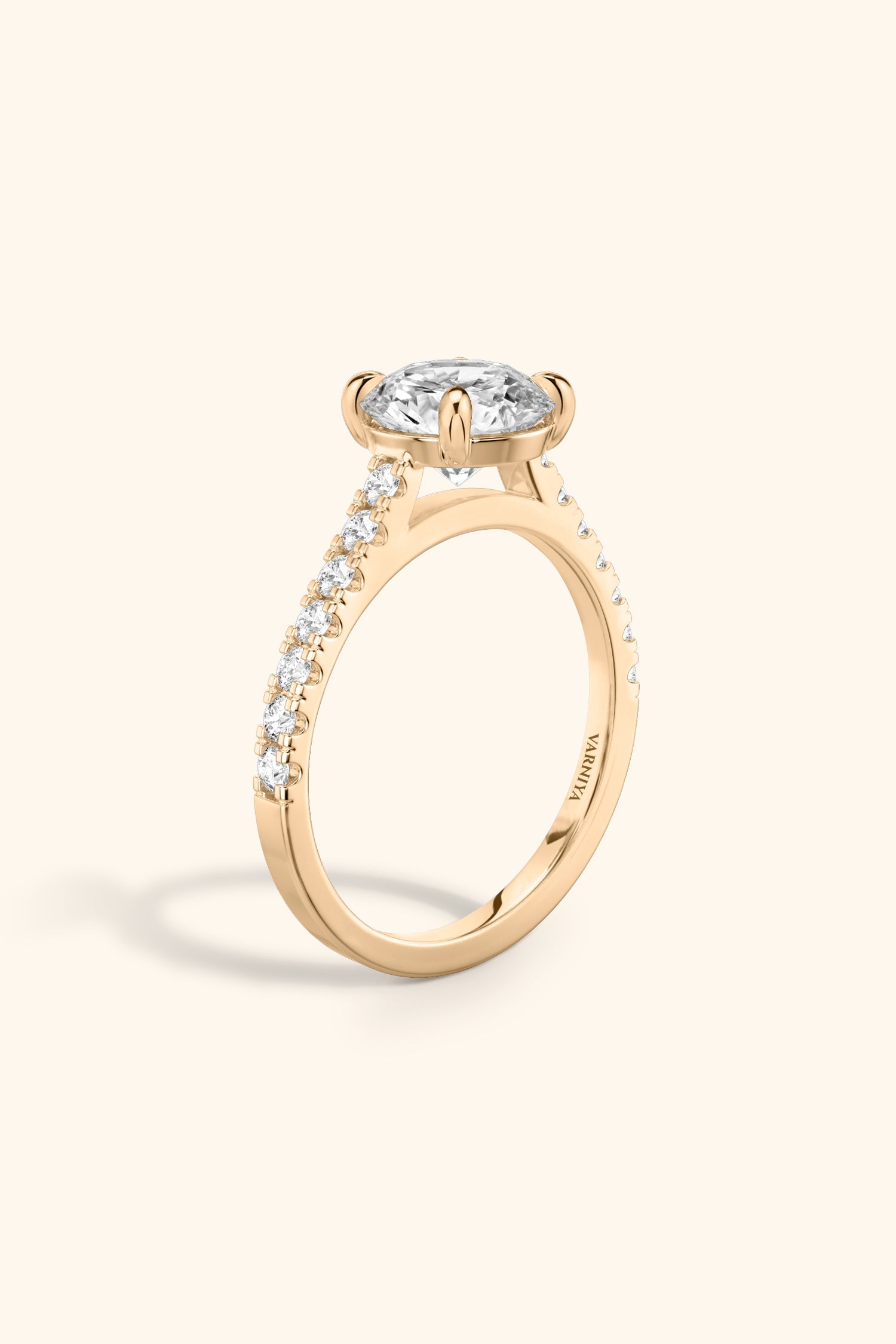 Gopuram Dome with a Round Solitaire Pavé Ring