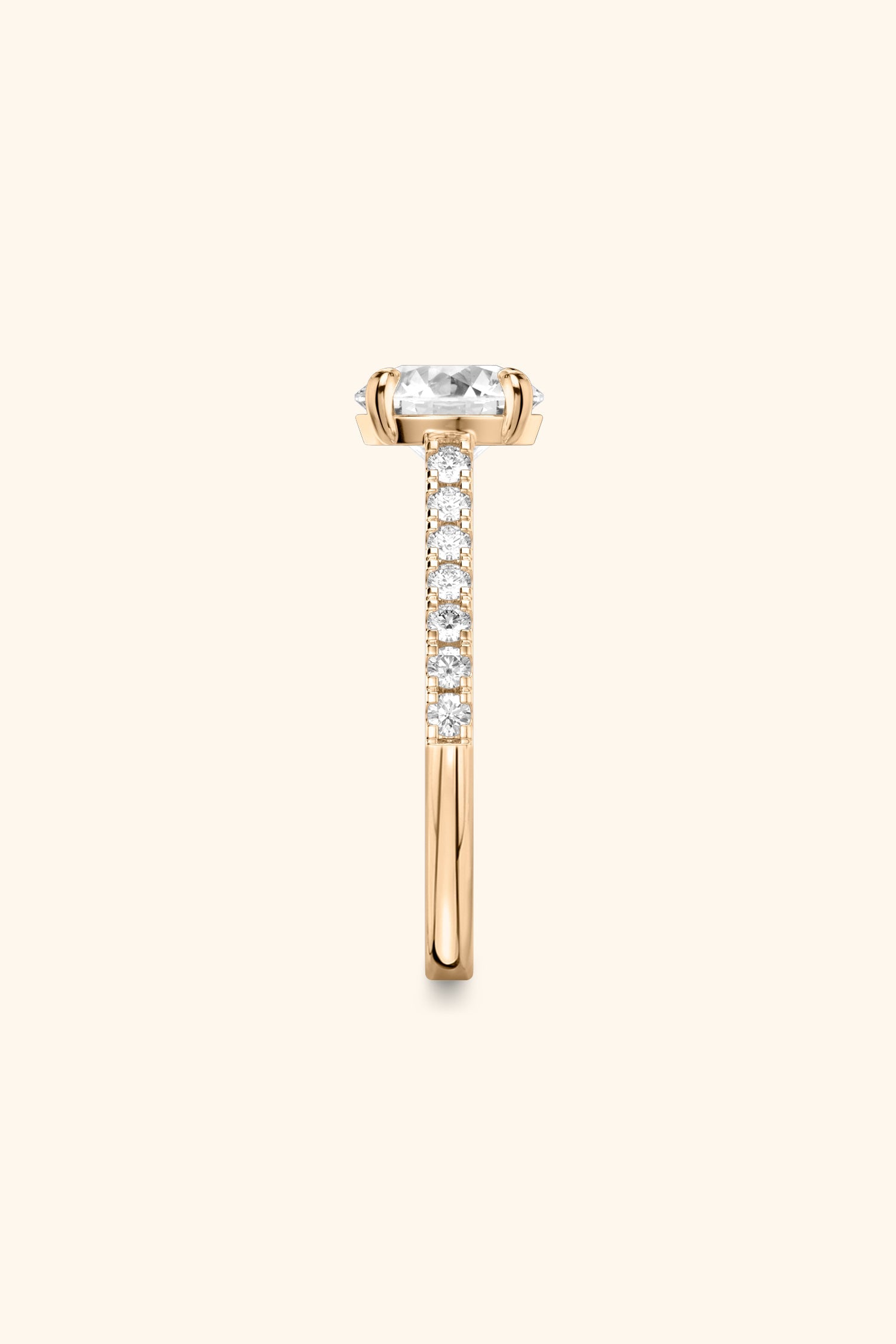 Gopuram Dome with a Round Solitaire Pavé Ring