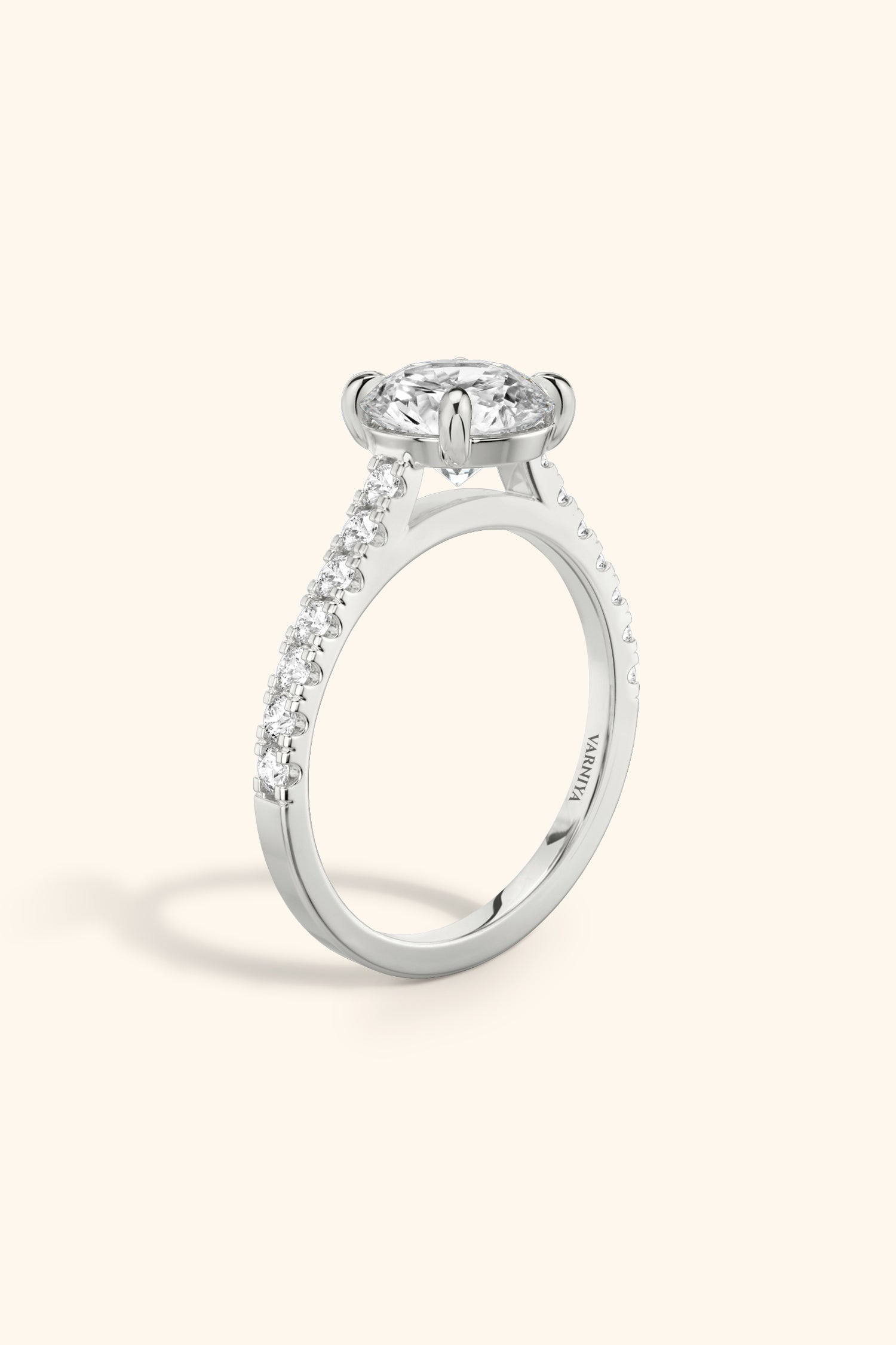 Gopuram Dome with a Round Solitaire Pavé Ring