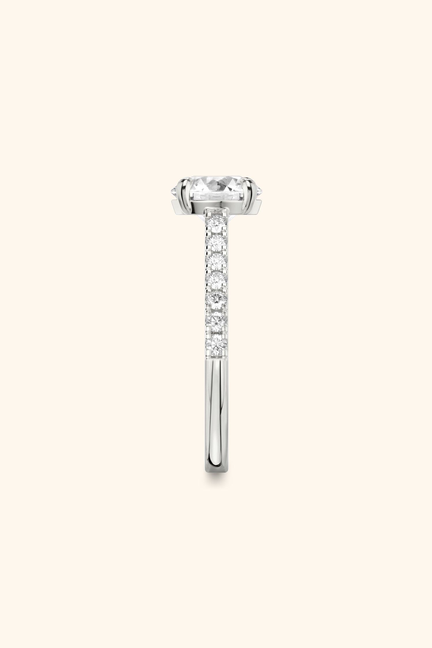 Gopuram Dome with a Round Solitaire Pavé Ring