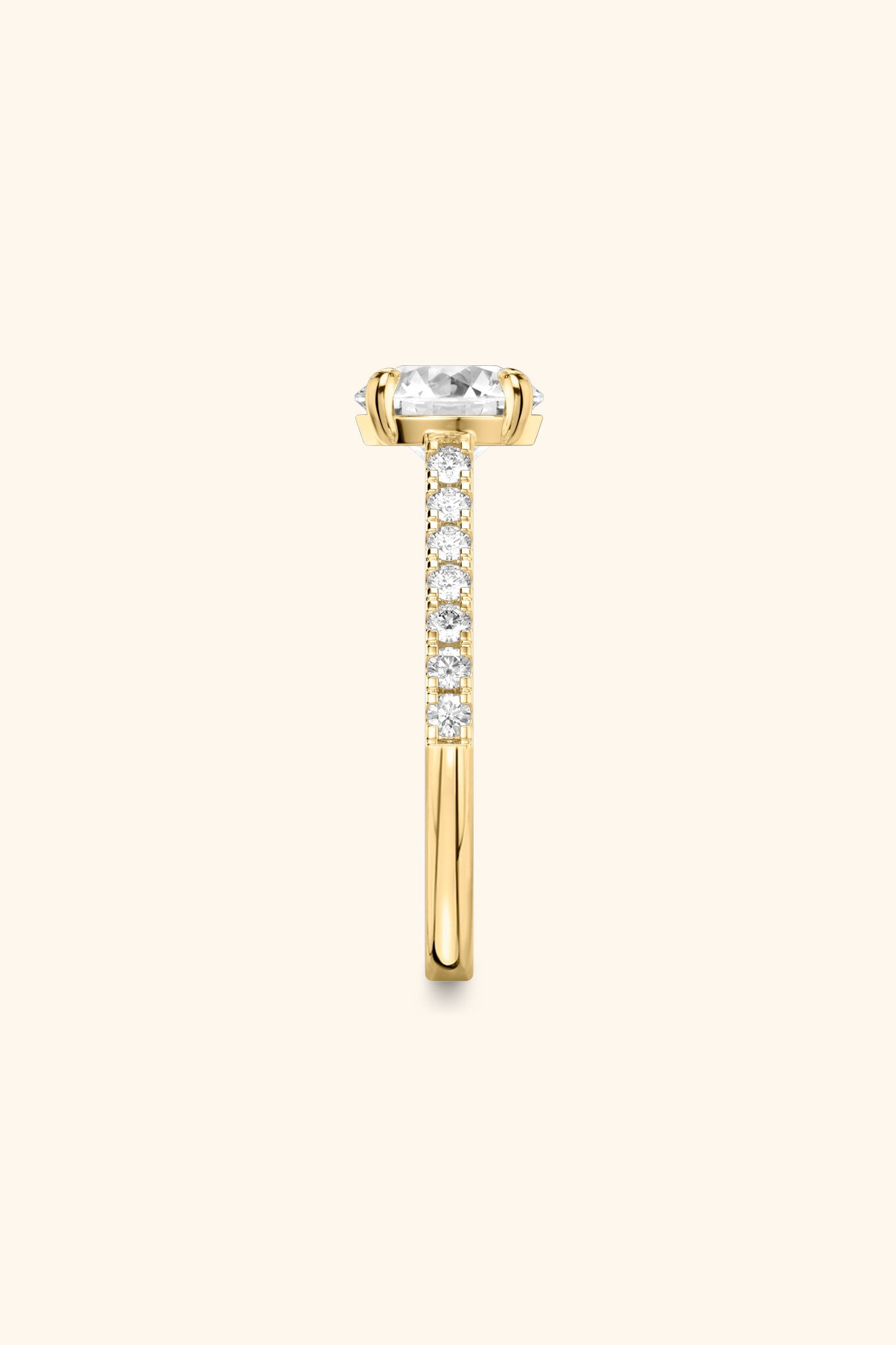 Gopuram Dome with a Round Solitaire Pavé Ring