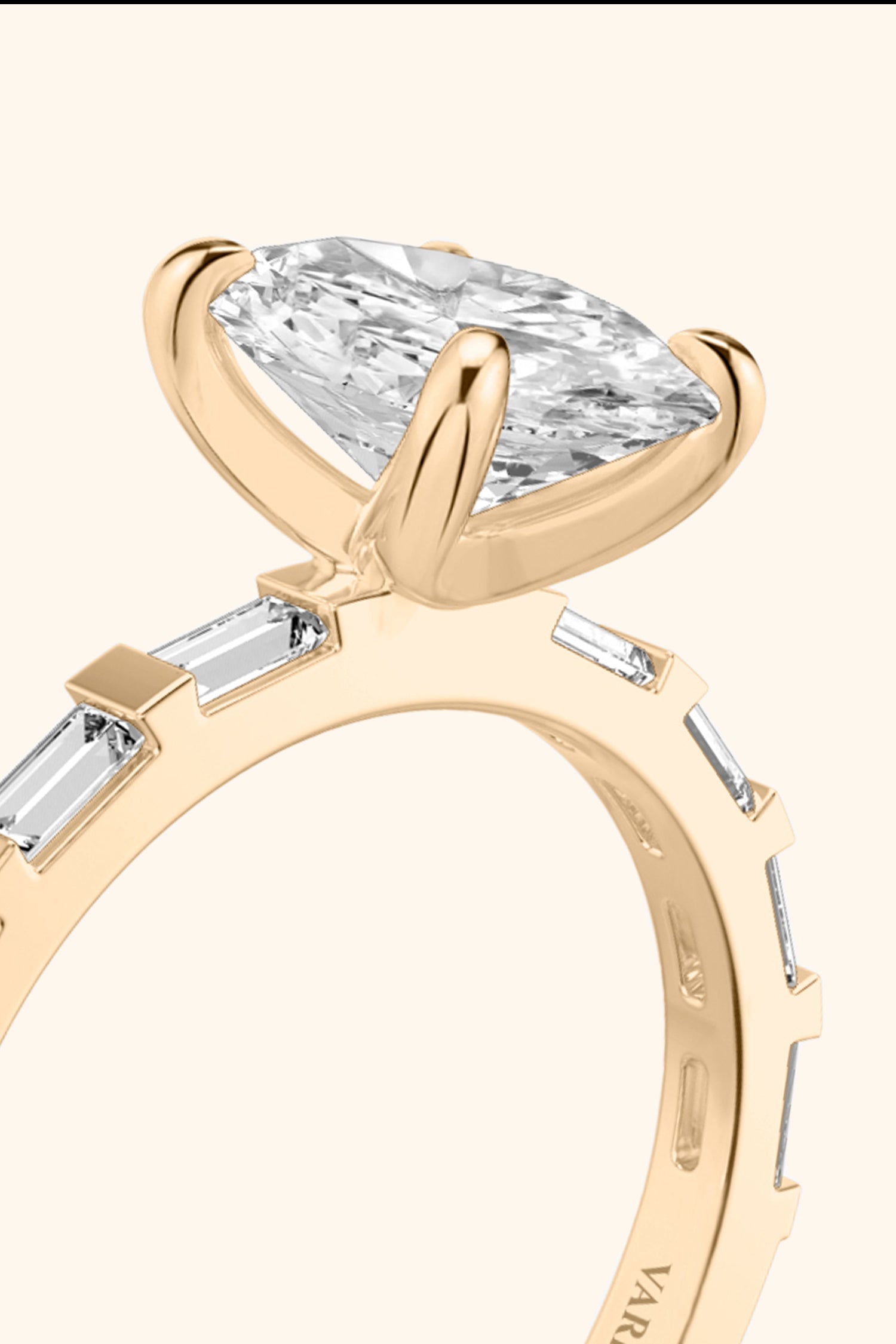 French Bar with Oval Solitaire Ring