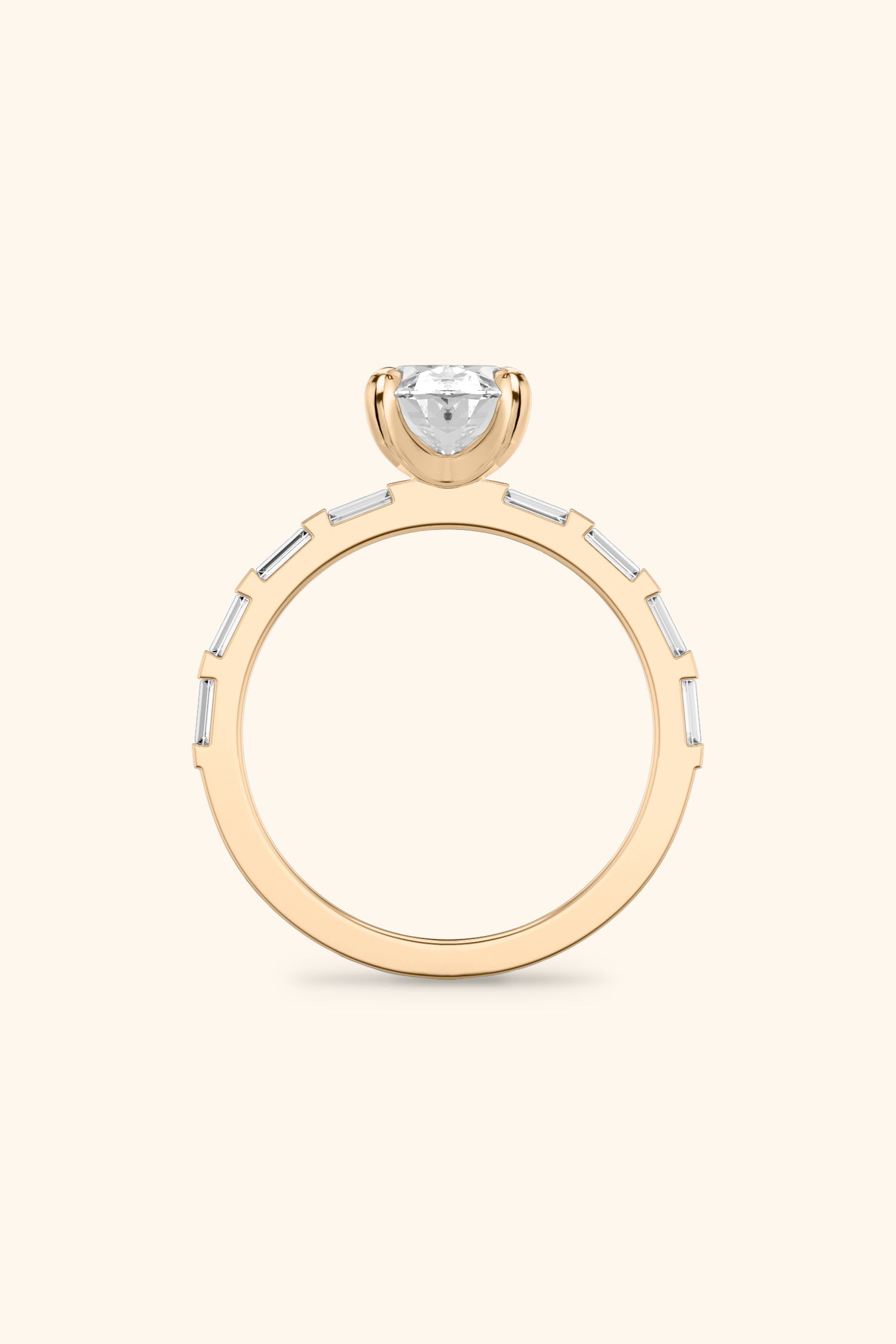 French Bar with Oval Solitaire Ring