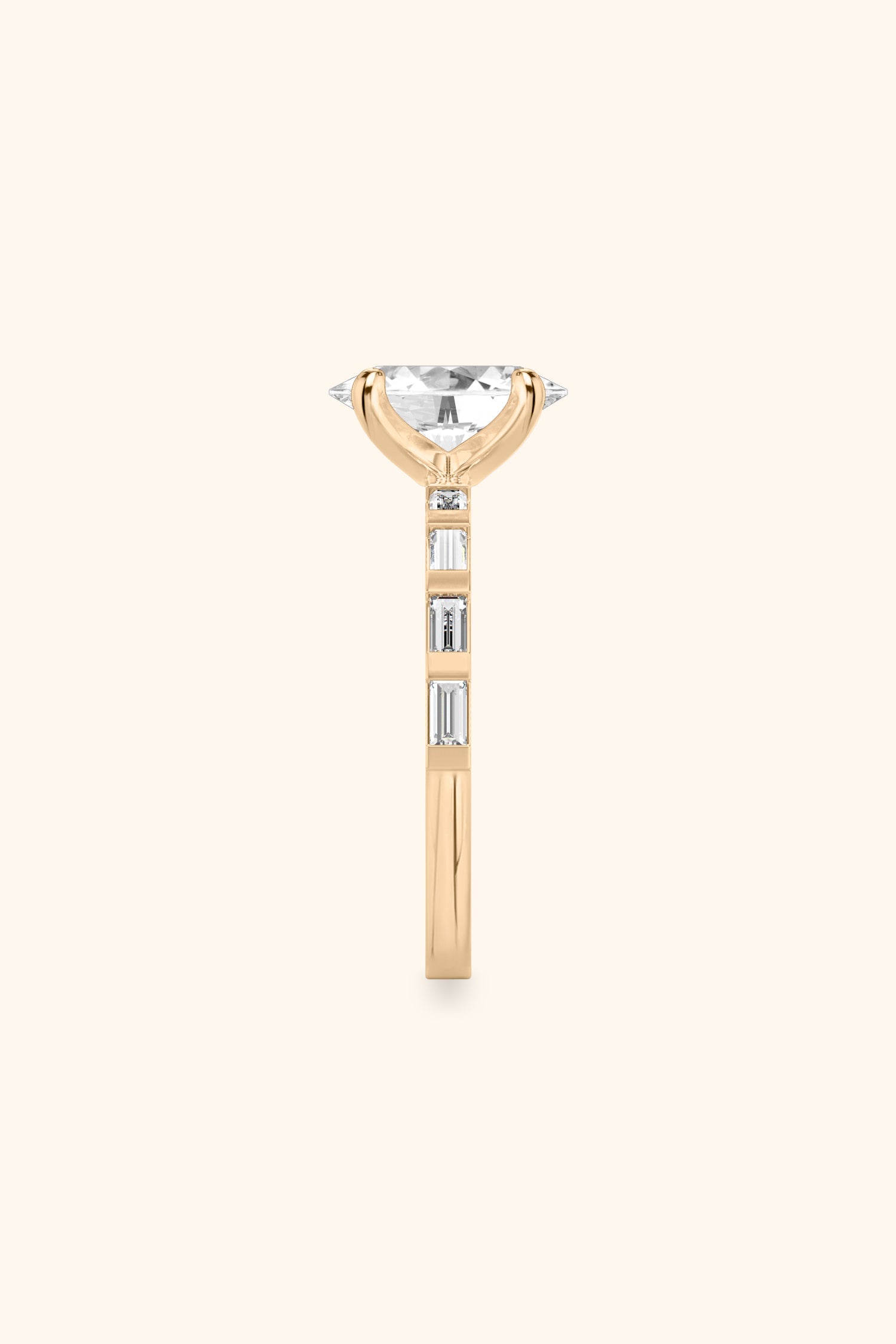 French Bar with Oval Solitaire Ring