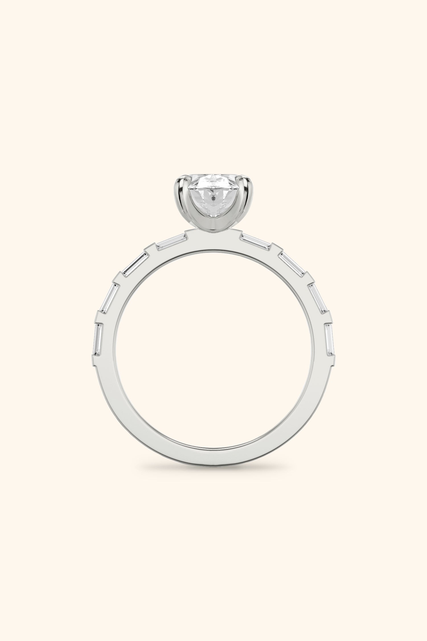 French Bar with Oval Solitaire Ring