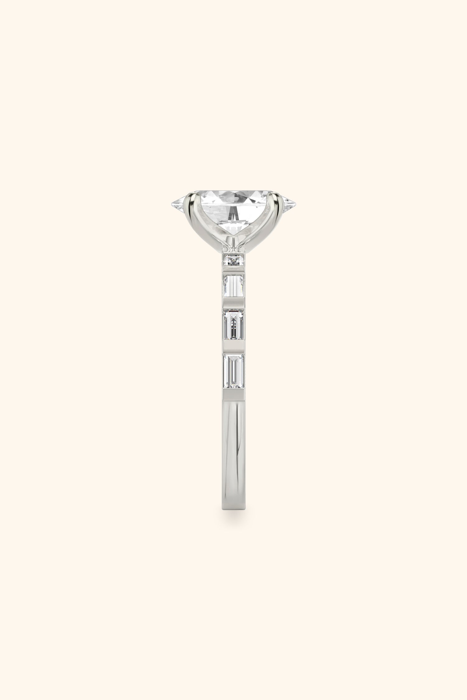 French Bar with Oval Solitaire Ring