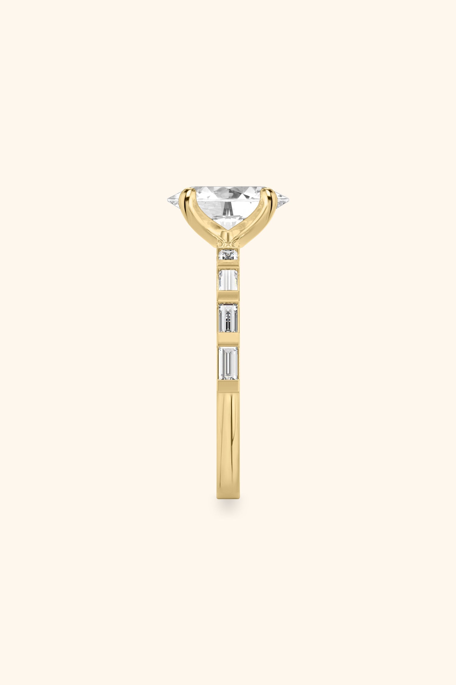 French Bar with Oval Solitaire Ring