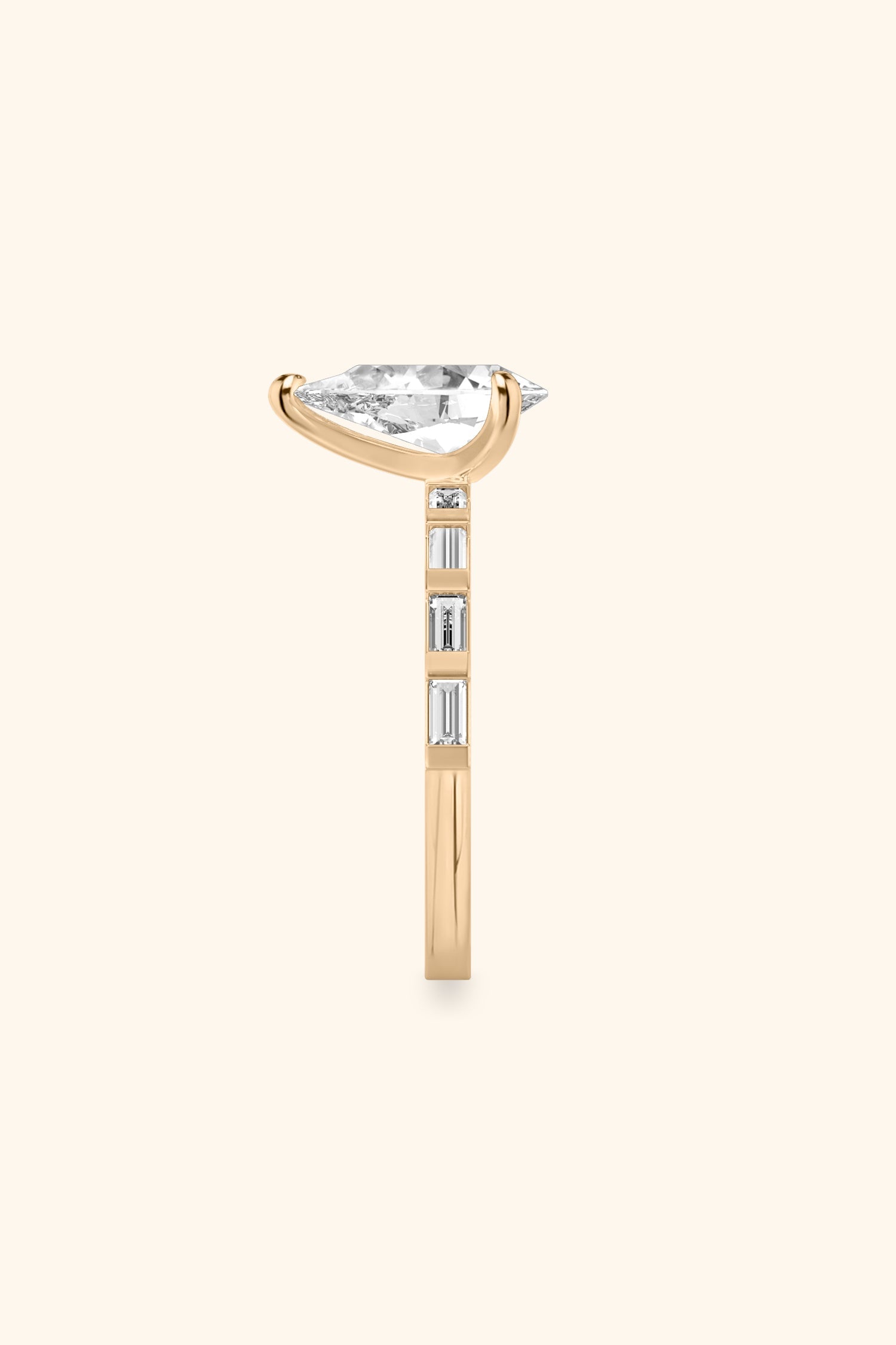 French Bar with Pear Solitaire Ring