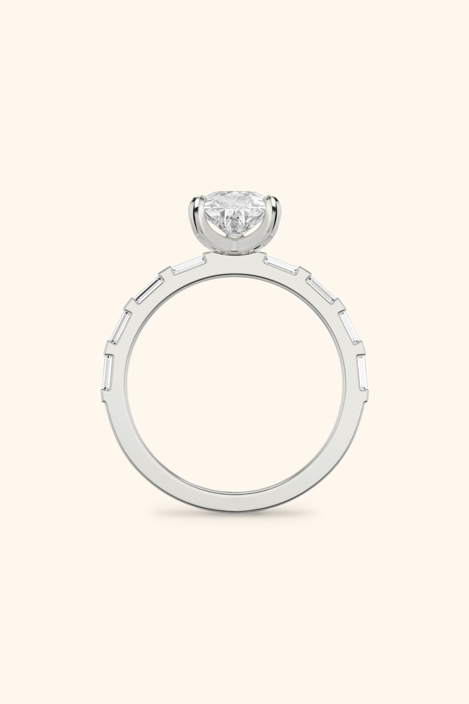 French Bar with Pear Solitaire Ring