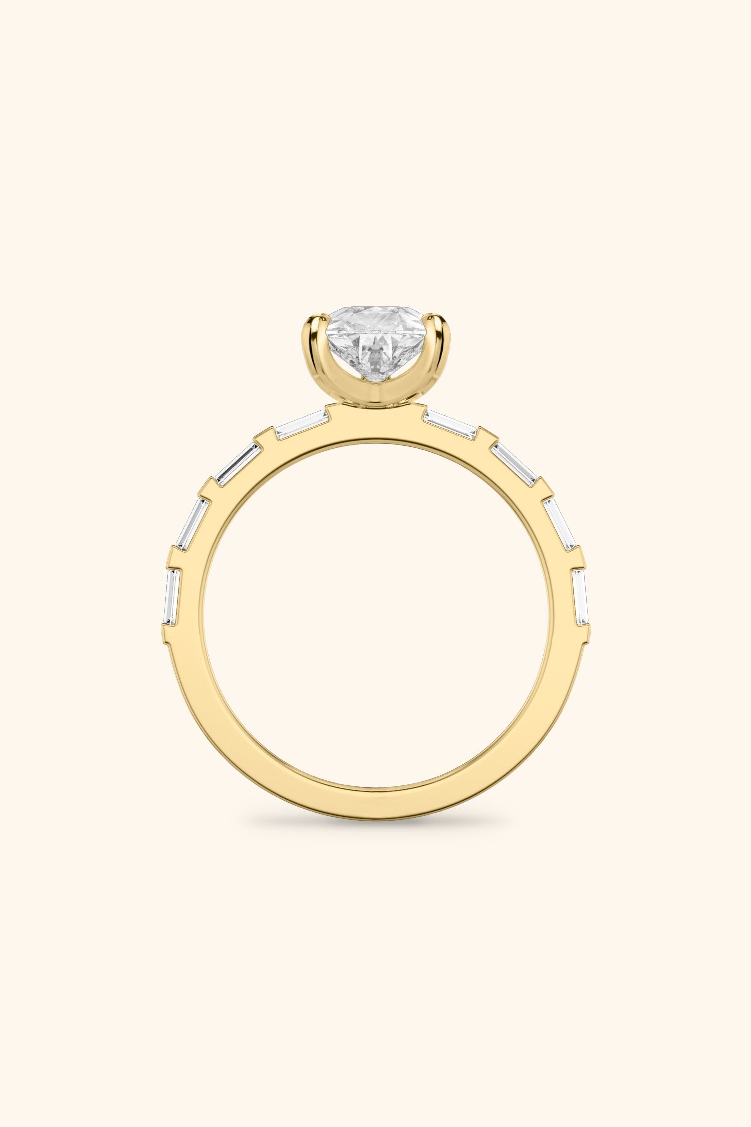 French Bar with Pear Solitaire Ring