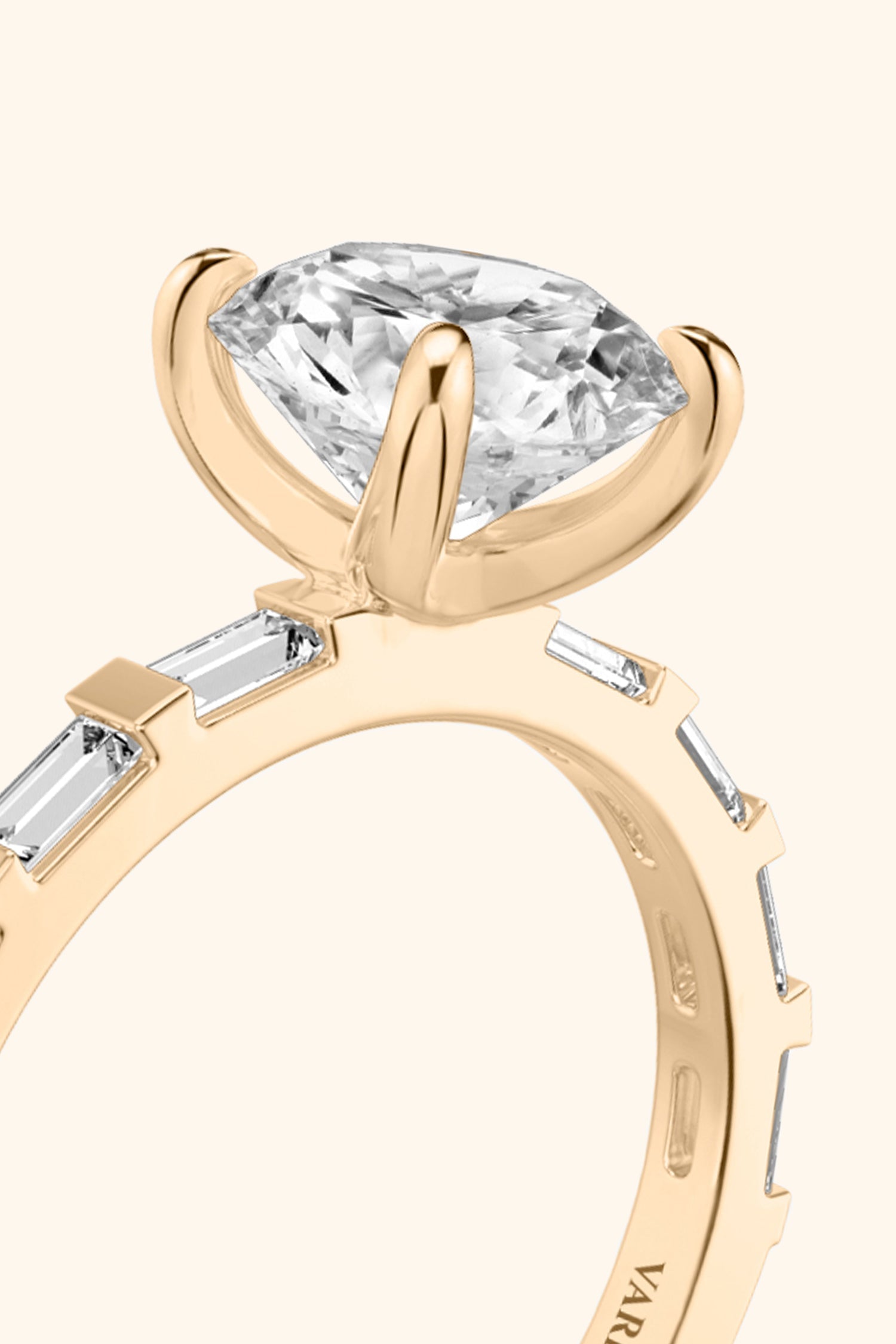French Bar with Round Brilliant Solitaire Ring