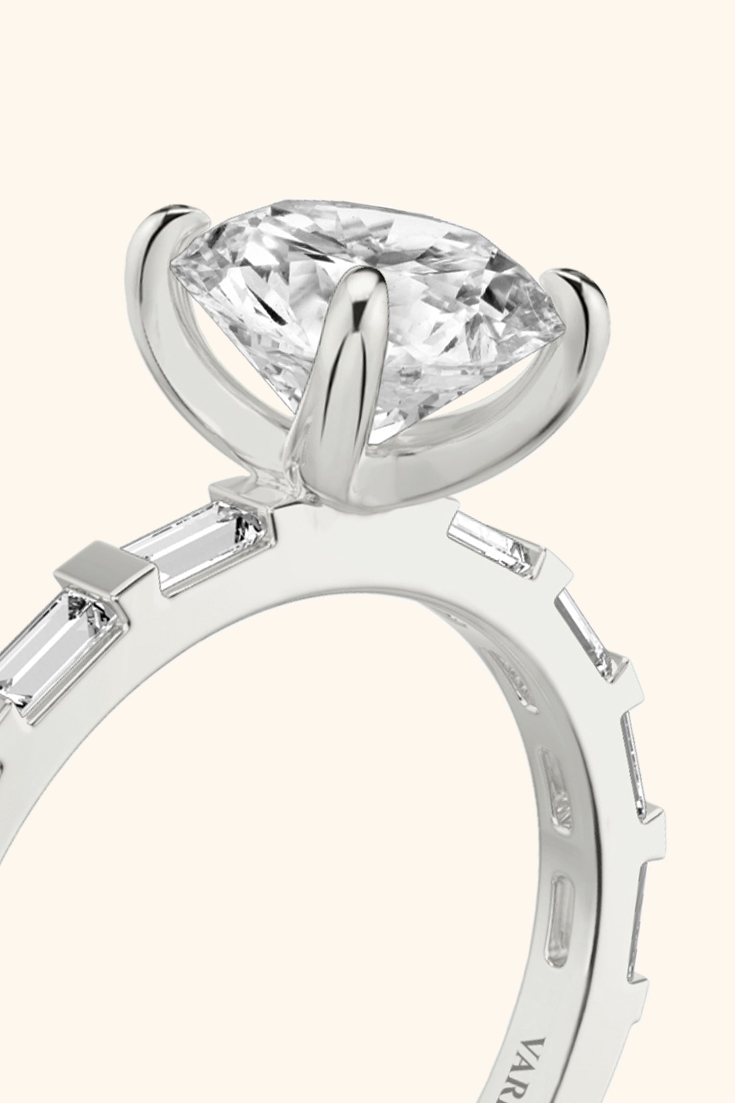 French Bar with Round Brilliant Solitaire Ring