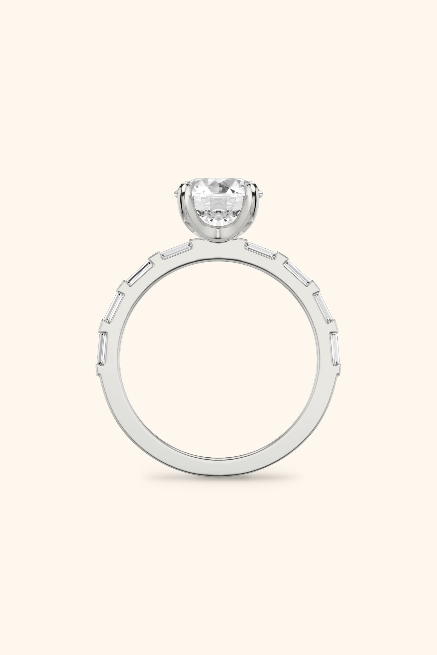 French Bar with Round Brilliant Solitaire Ring