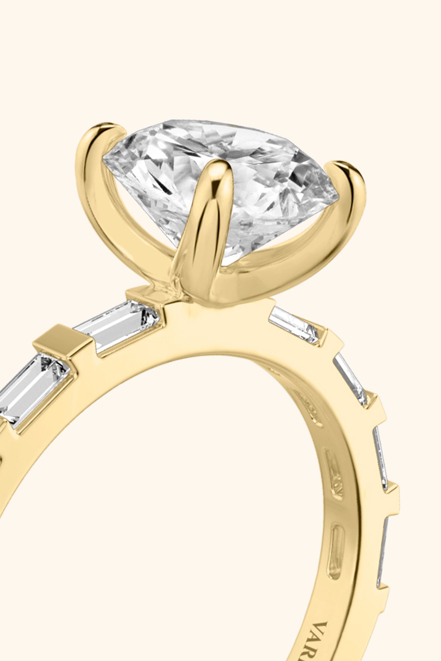 French Bar with Round Brilliant Solitaire Ring