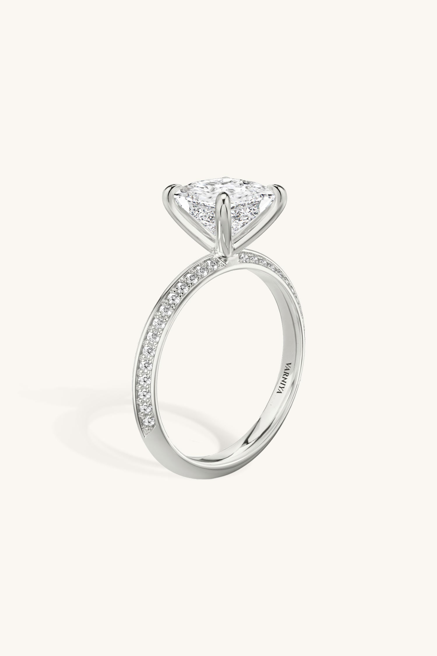 Amália Princess Solitaire Pavé Ring
