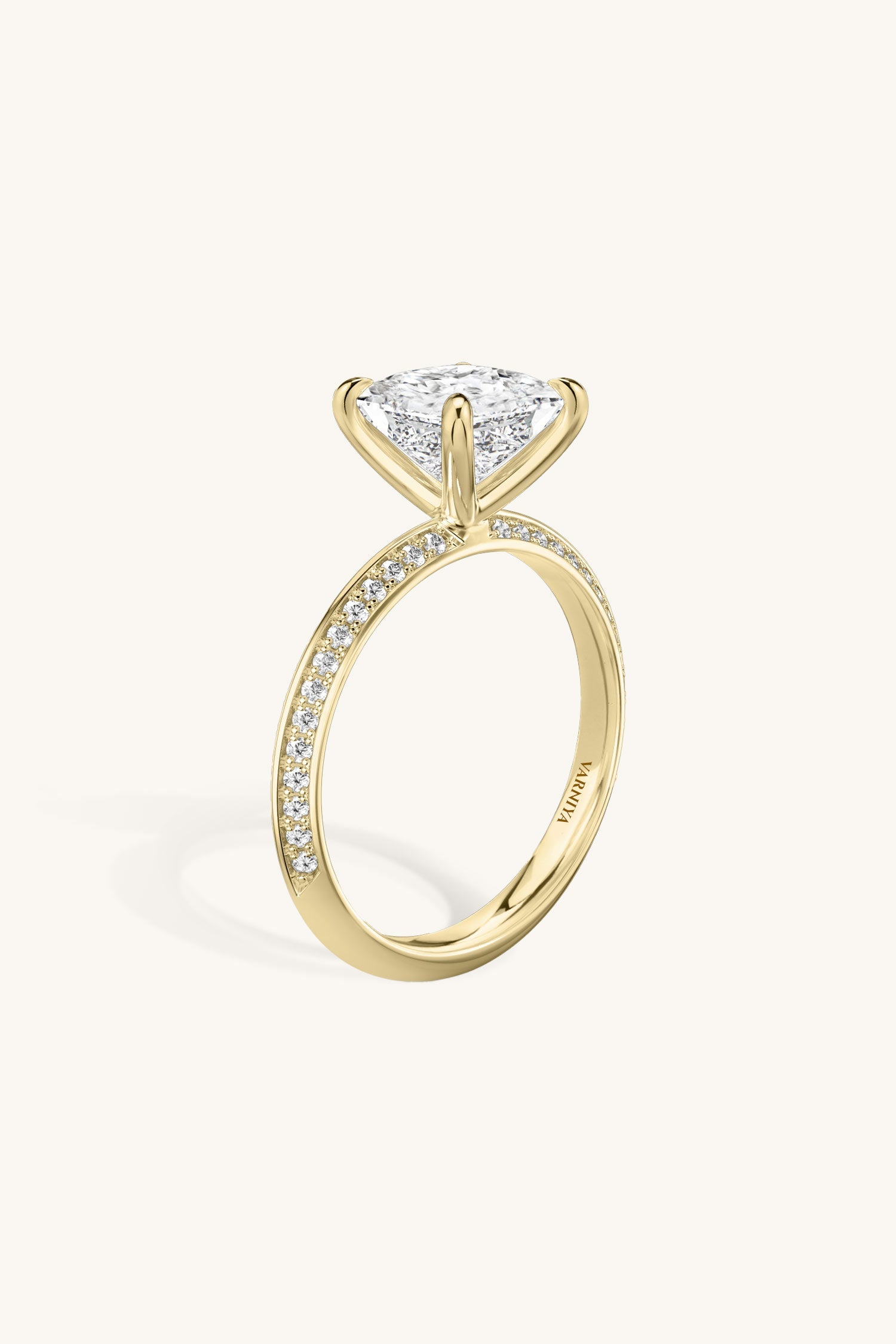 Amália Princess Solitaire Pavé Ring