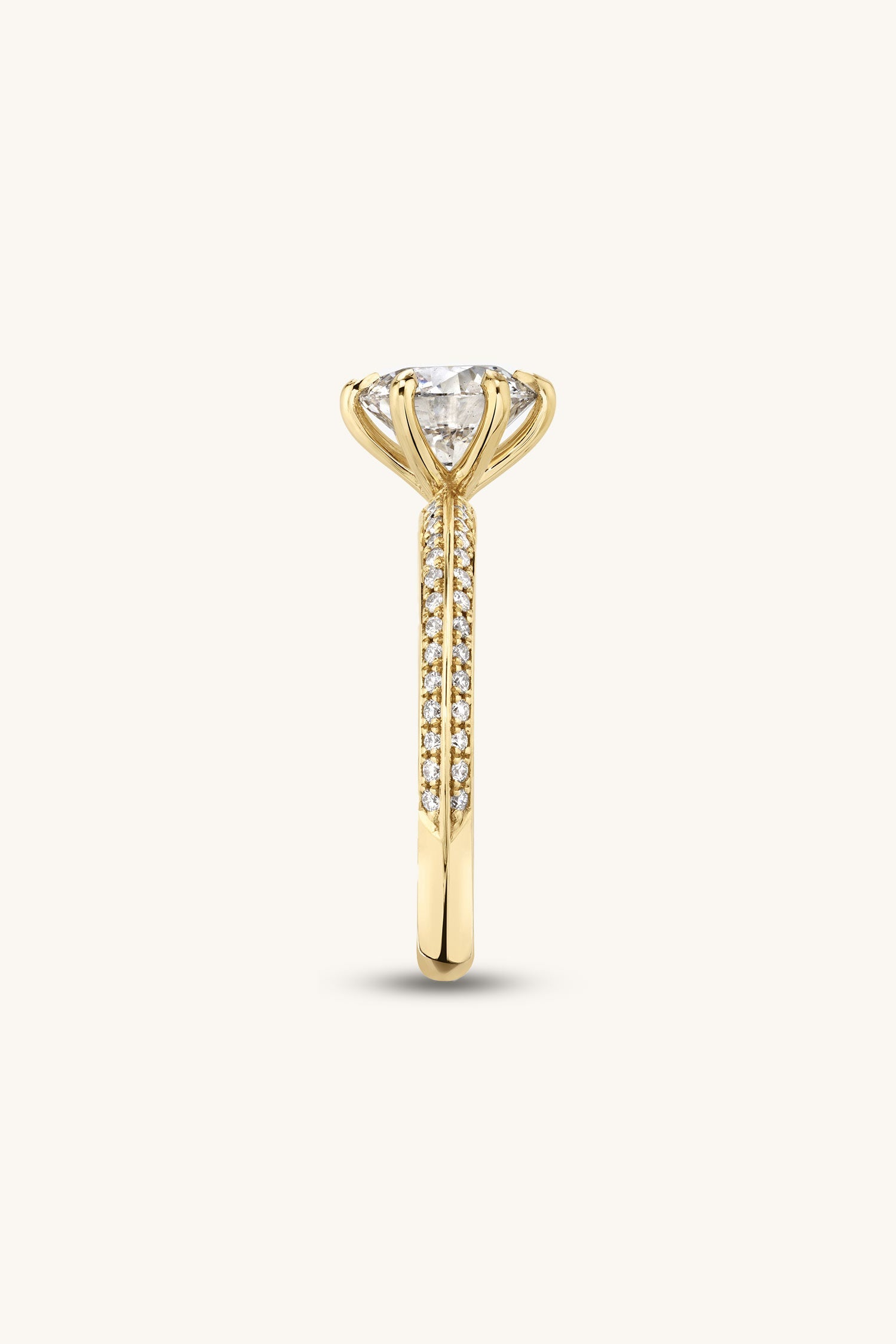 Amália Round Brilliant Solitaire Pavé Ring