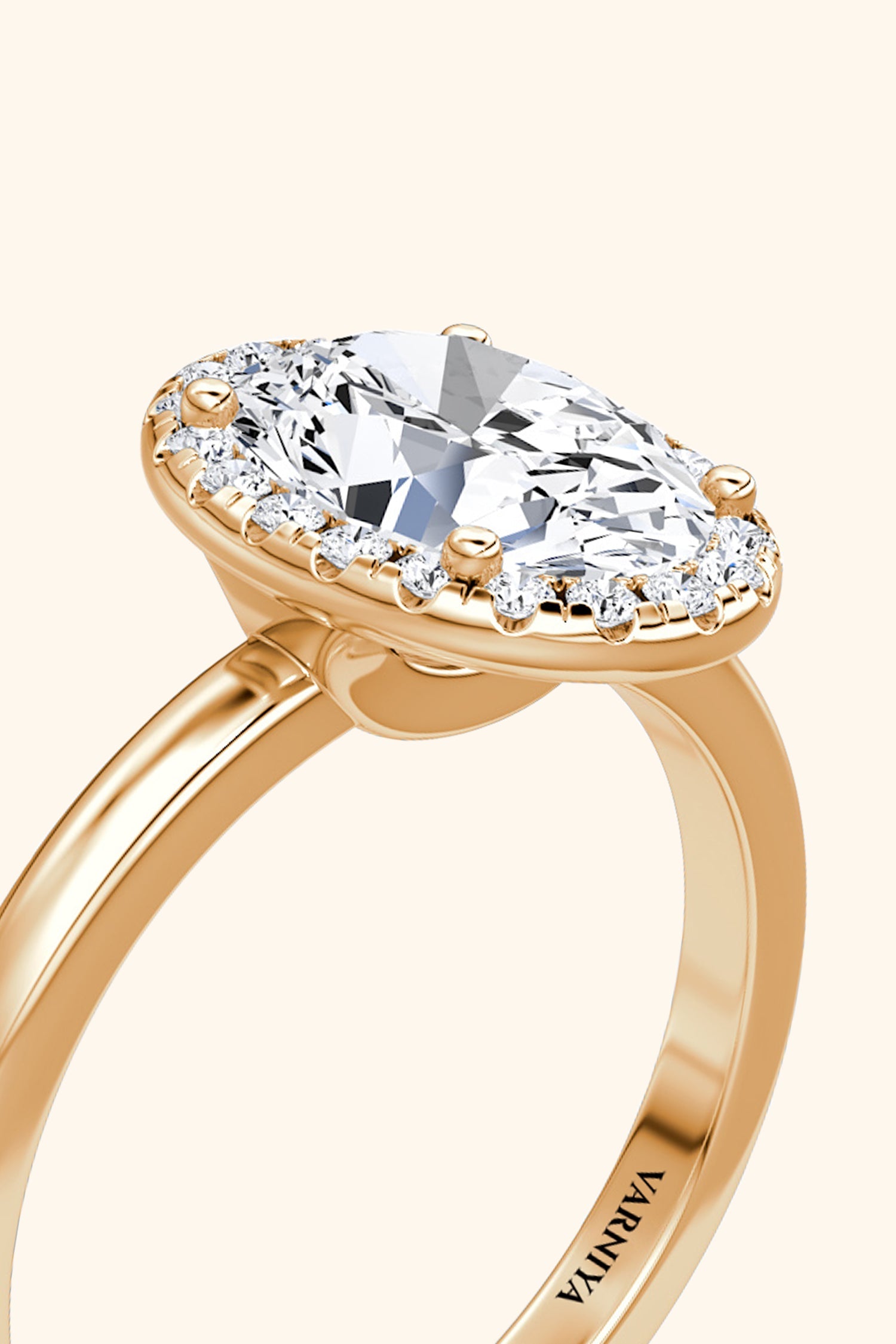 Angelica Classic Halo Oval Solitaire Ring