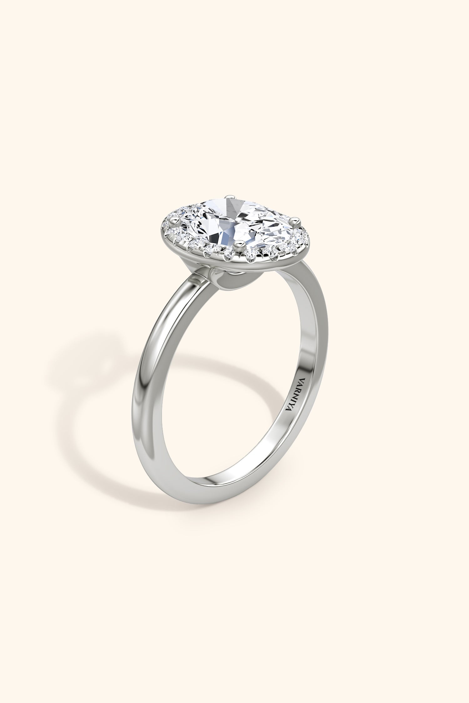 Angelica Classic Halo Oval Solitaire Ring