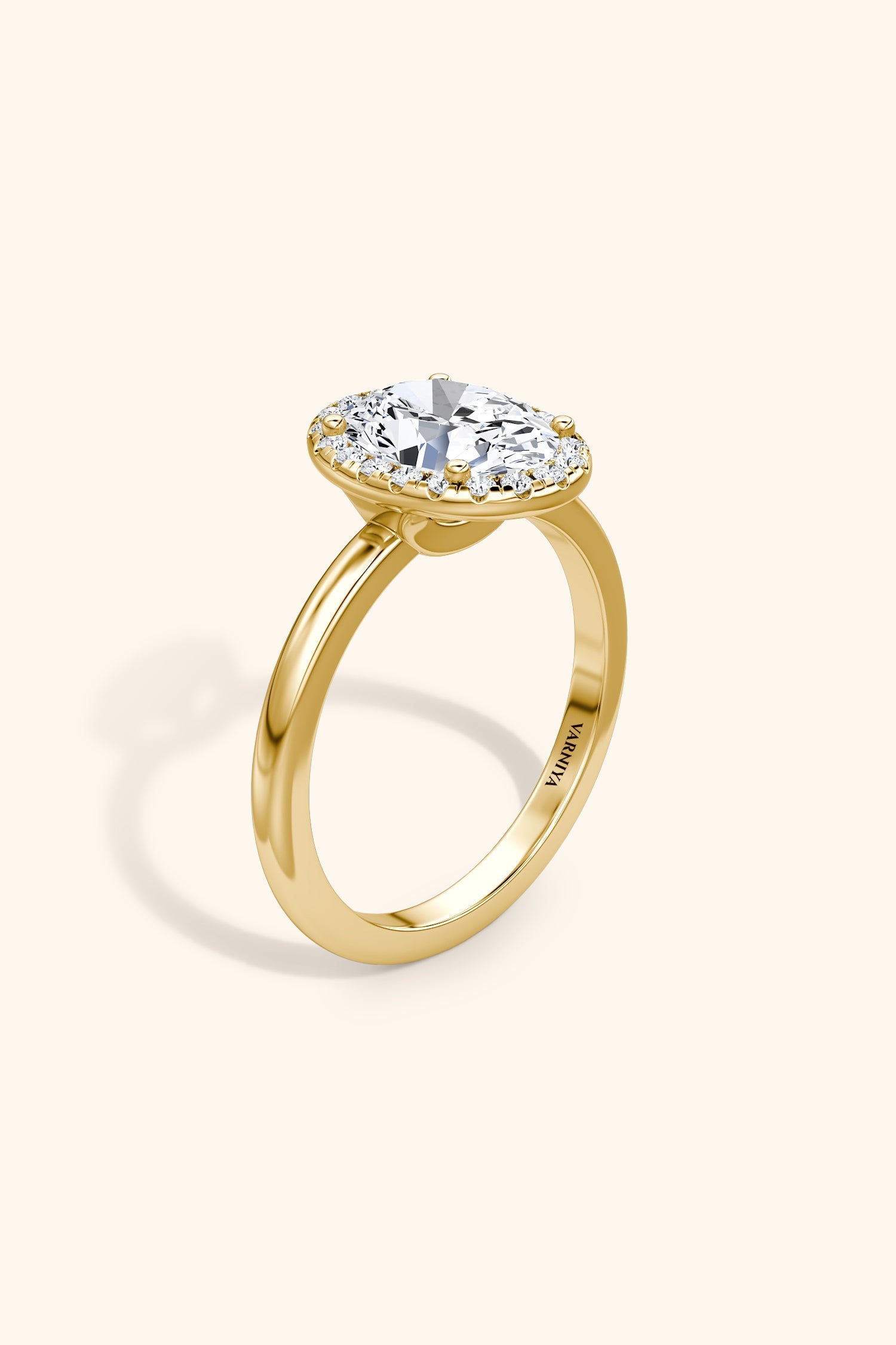 Angelica Classic Halo Oval Solitaire Ring