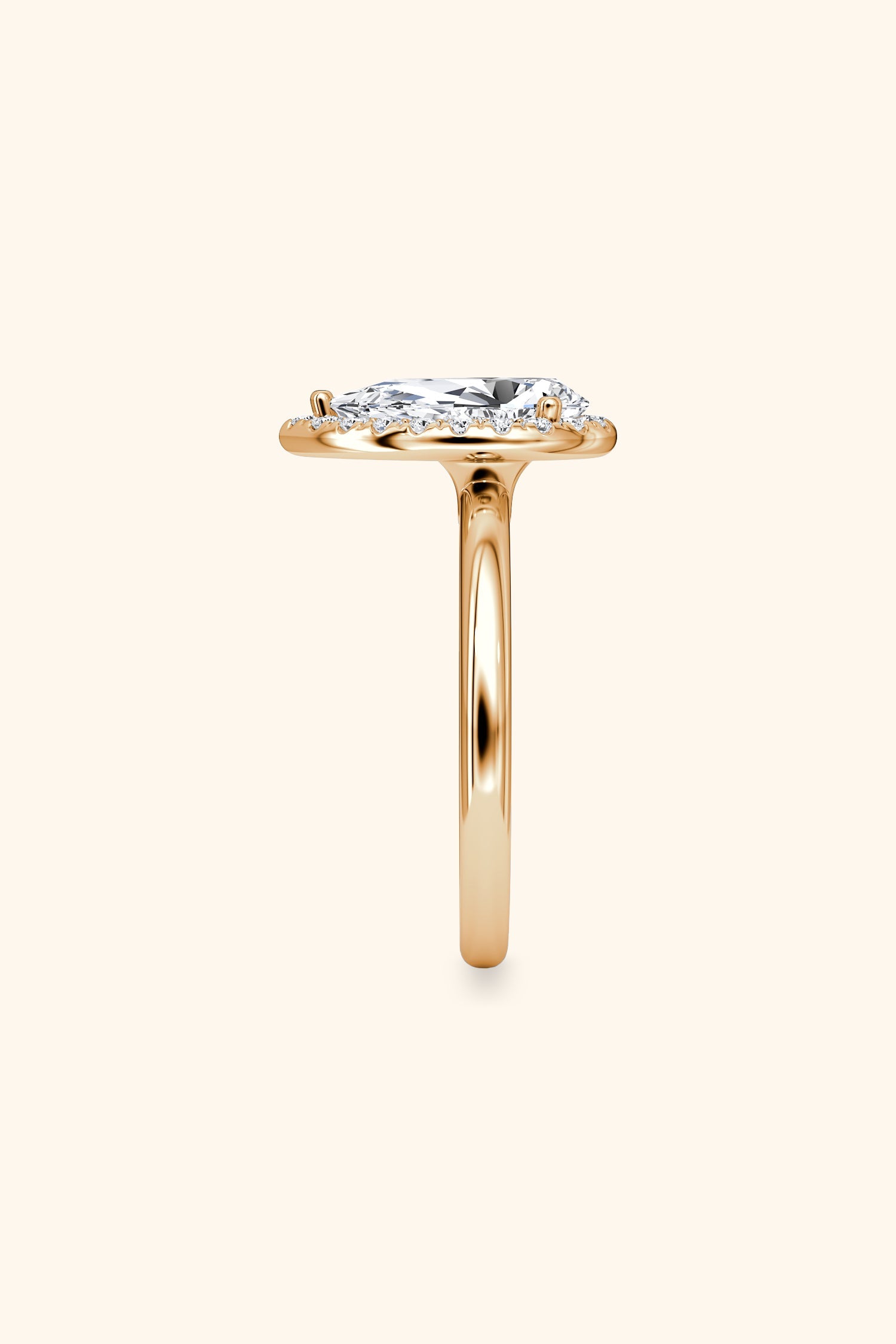 Angelica Pear Solitaire Ring with a Classic Halo