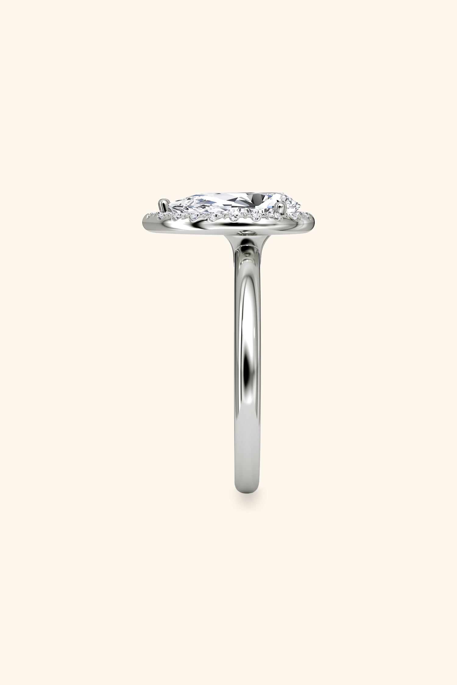 Angelica Pear Solitaire Ring with a Classic Halo