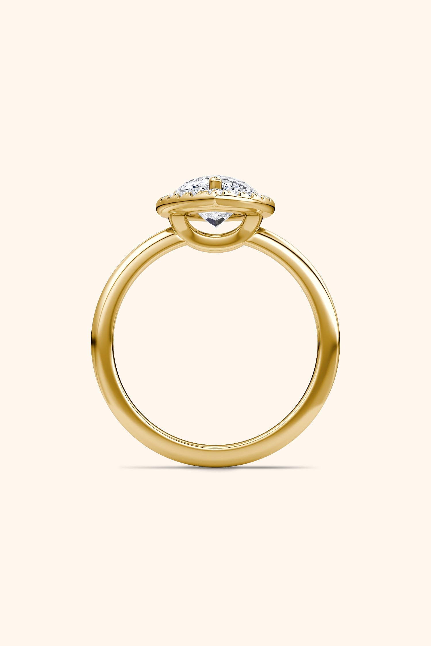 Angelica Pear Solitaire Ring with a Classic Halo