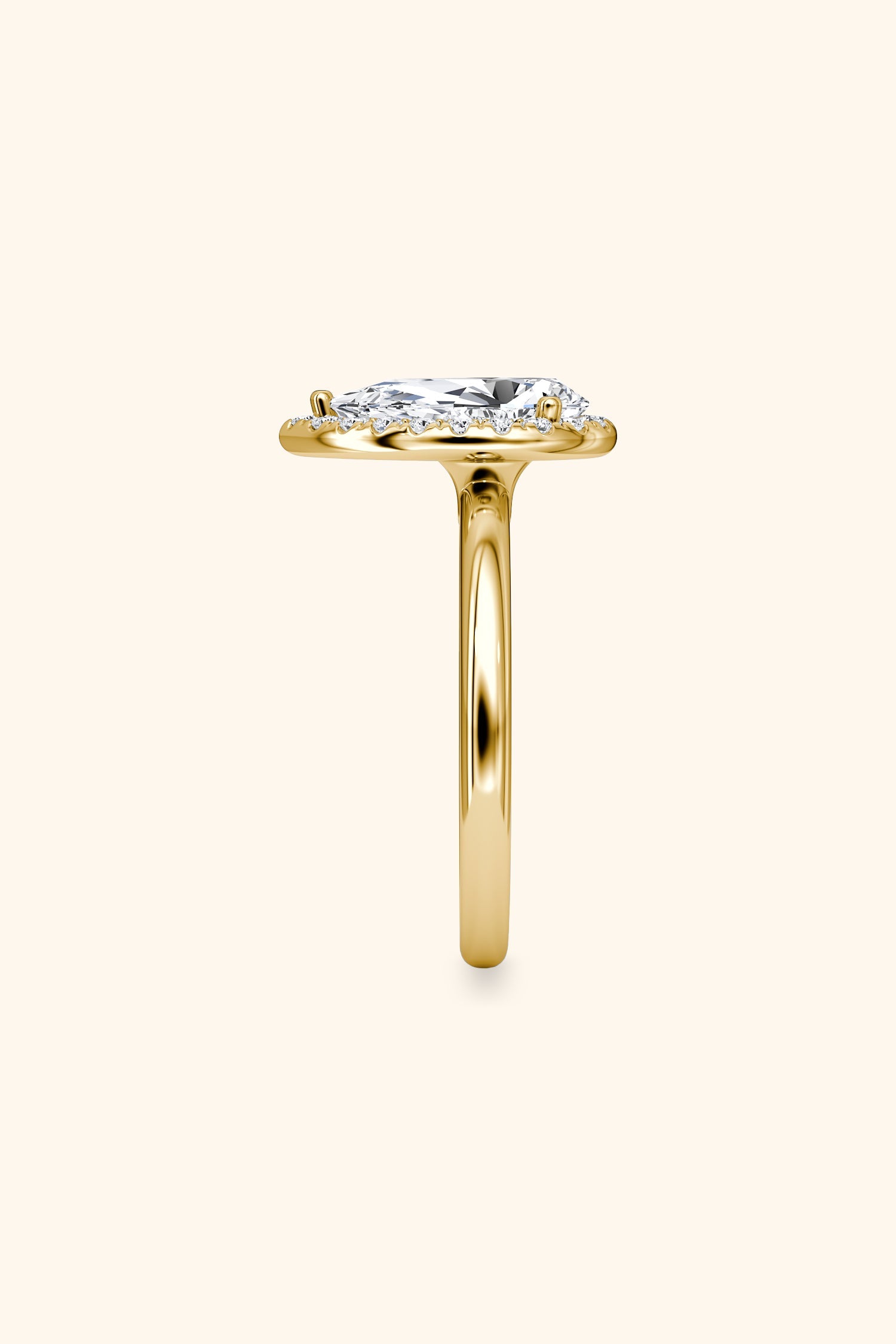 Angelica Pear Solitaire Ring with a Classic Halo
