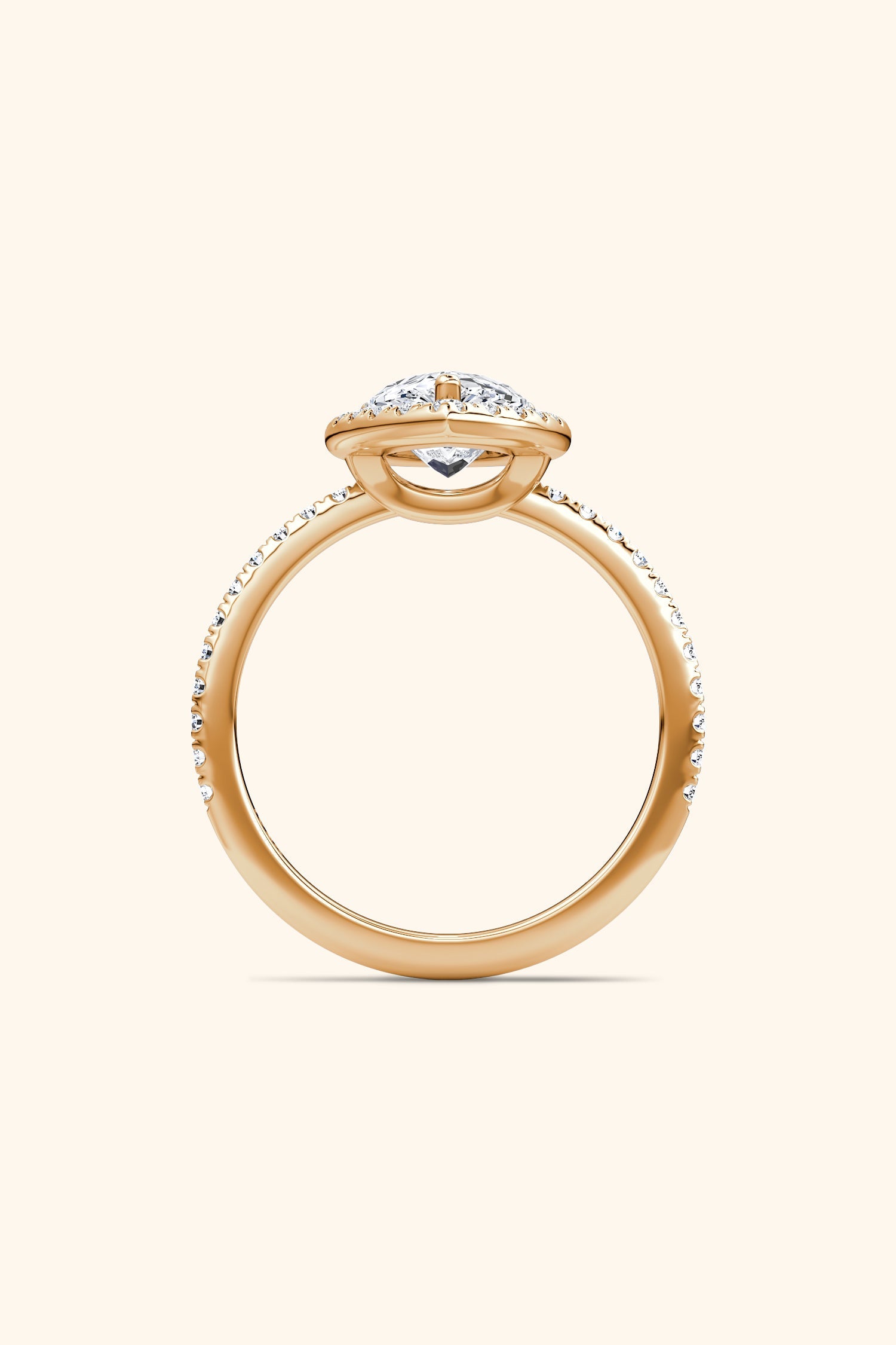 Angelica Pear Solitaire Pavé Ring with a Classic Halo
