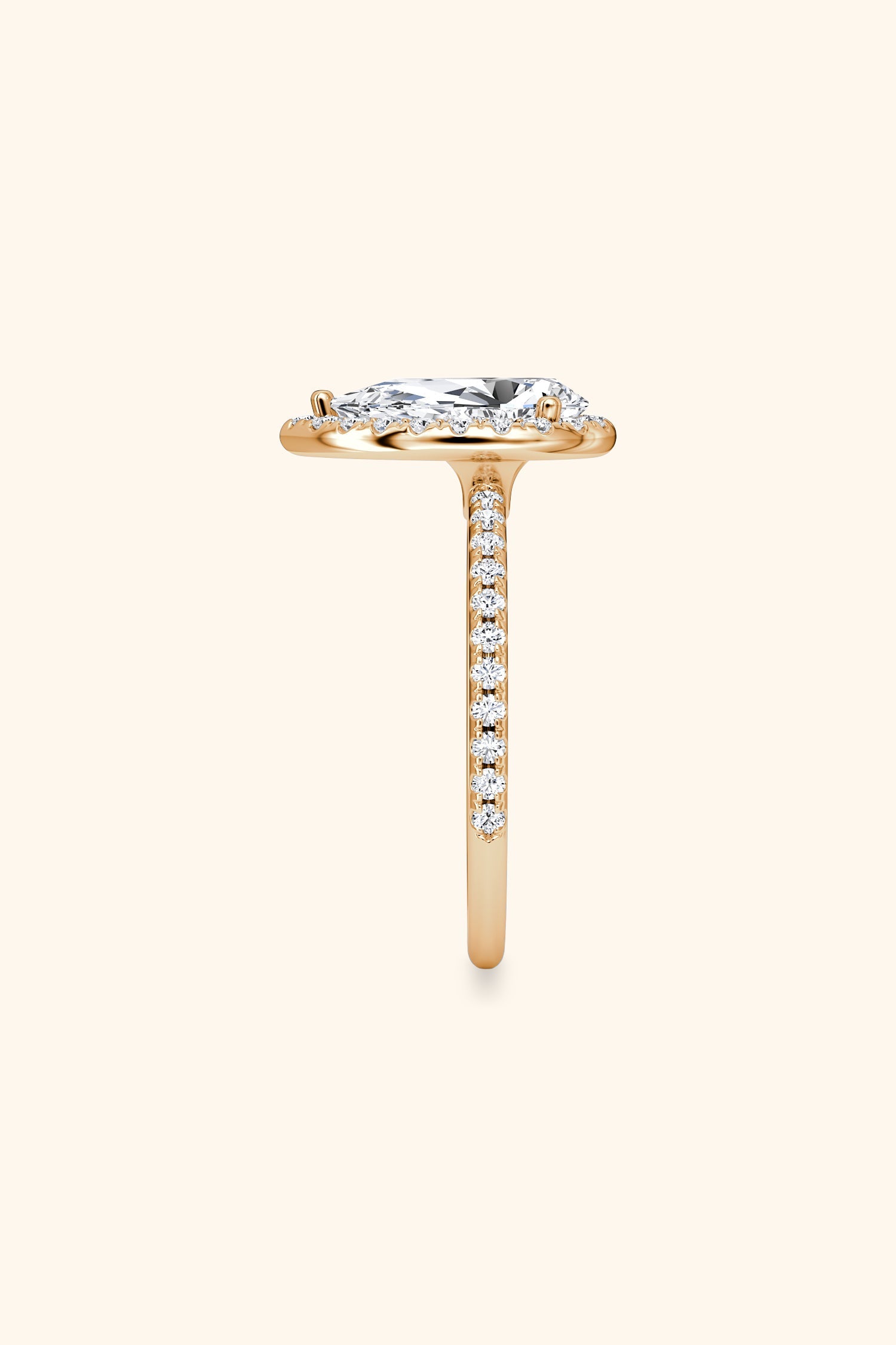 Angelica Pear Solitaire Pavé Ring with a Classic Halo