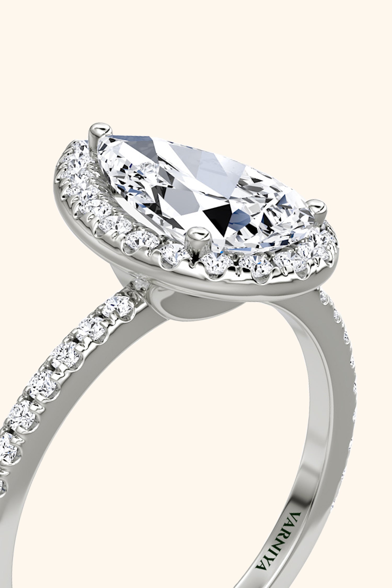 Angelica Pear Solitaire Pavé Ring