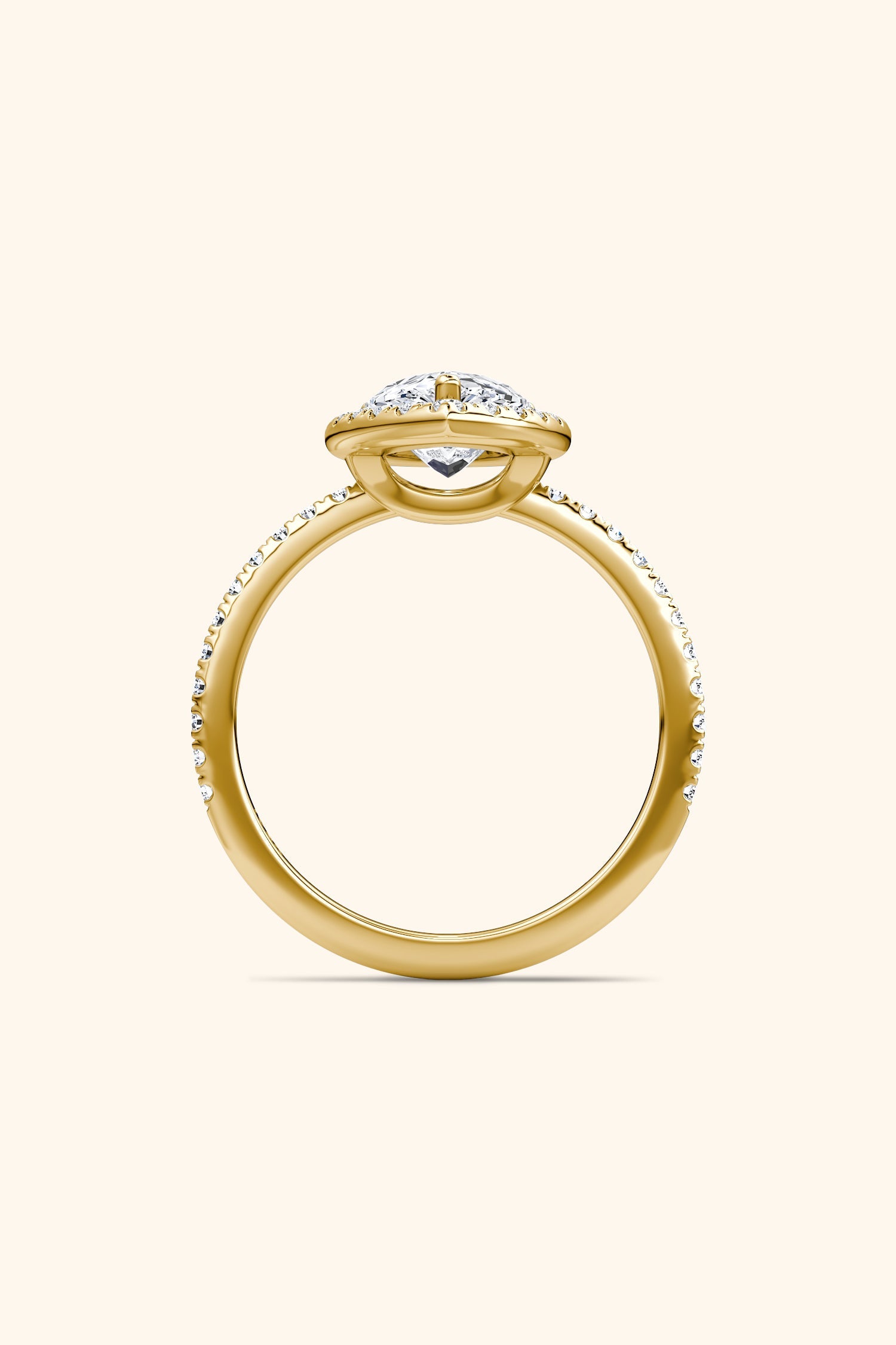 Angelica Pear Solitaire Pavé Ring with a Classic Halo
