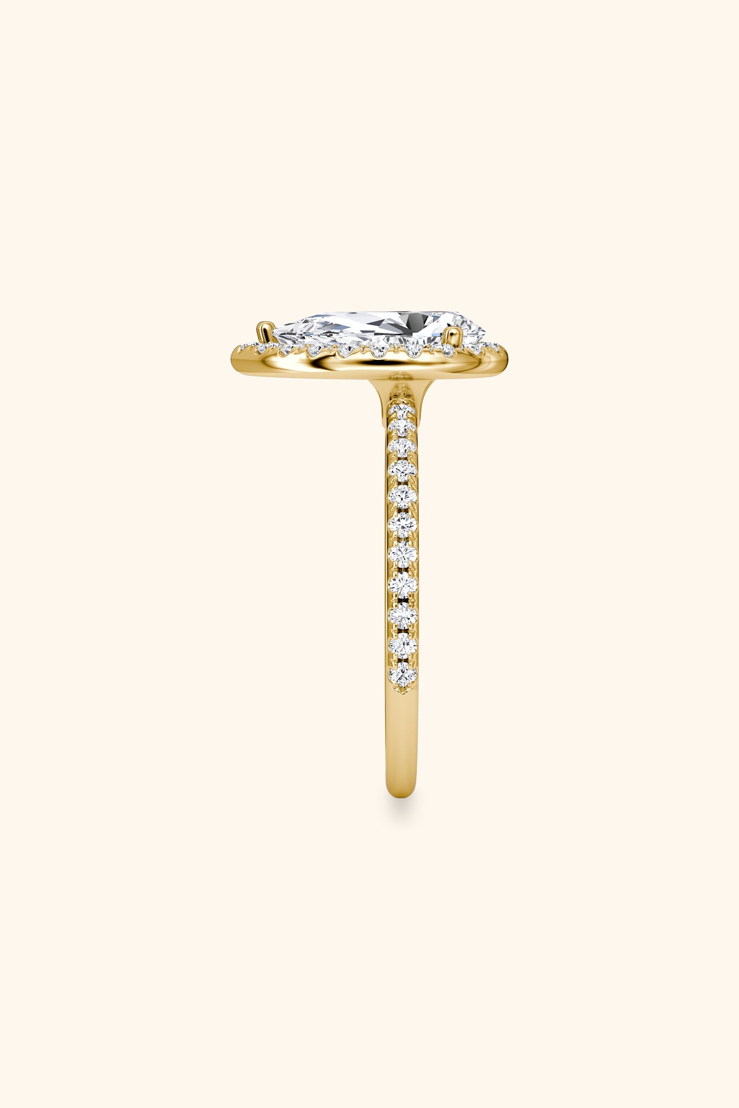 Angelica Pear Solitaire Pavé Ring with a Classic Halo