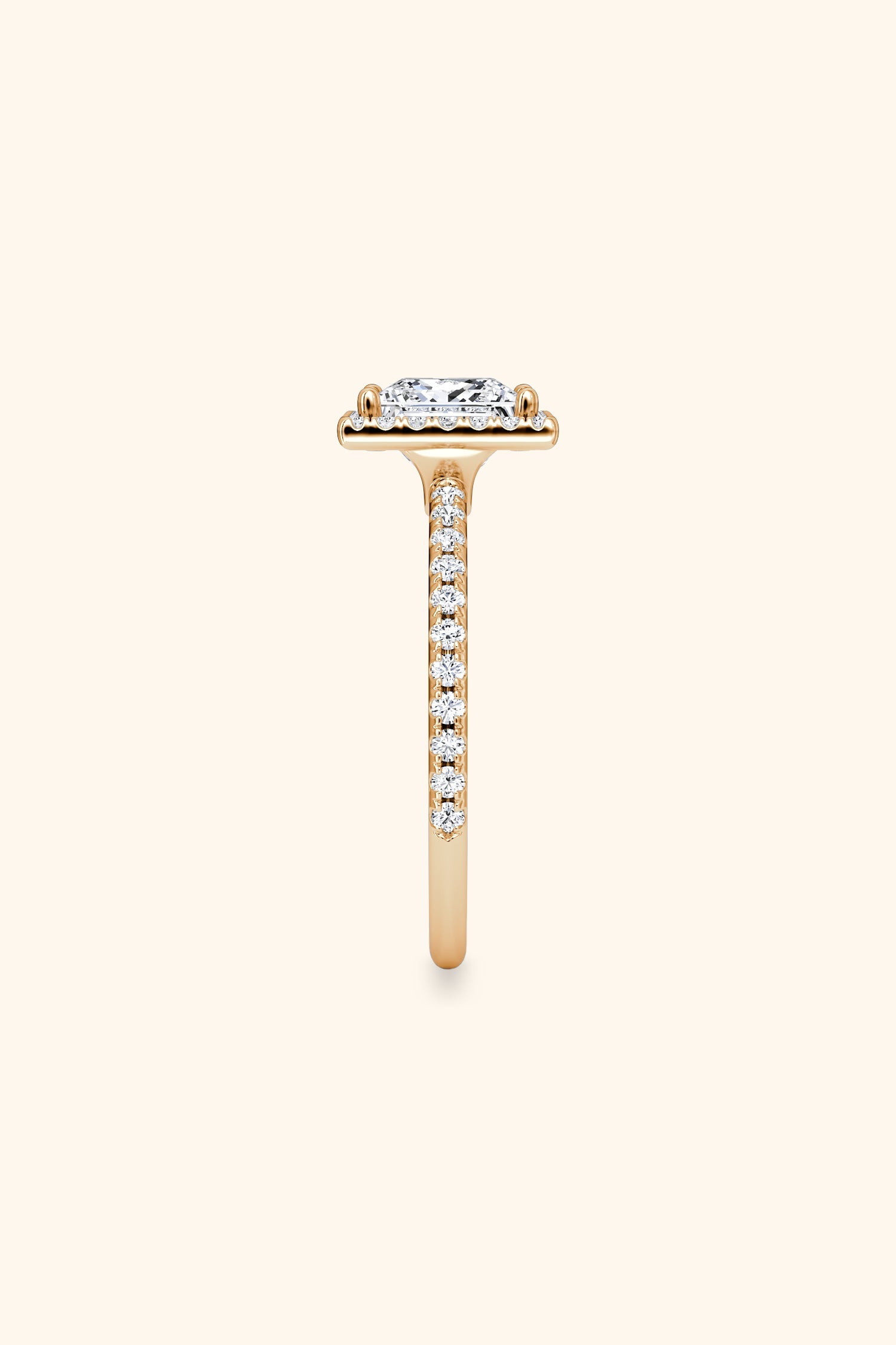 Angelica Classic Halo with a Princess Solitaire Pavé Premium Ring