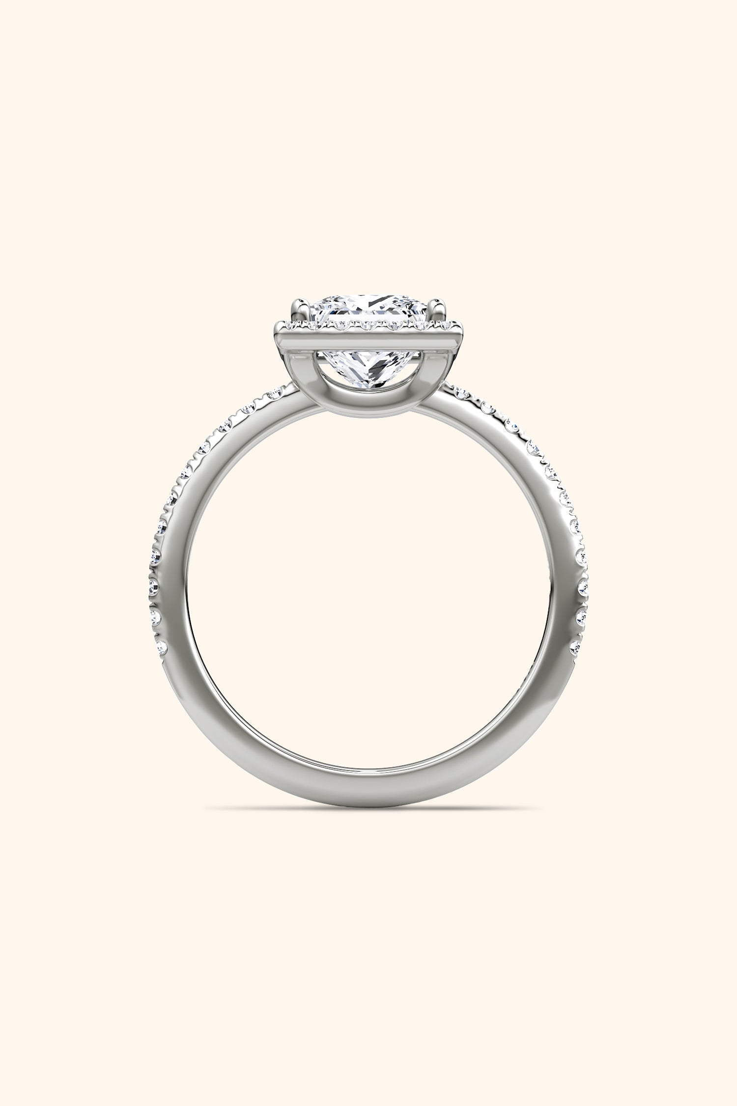 Angelica Classic Halo with a Princess Solitaire Pavé Premium Ring