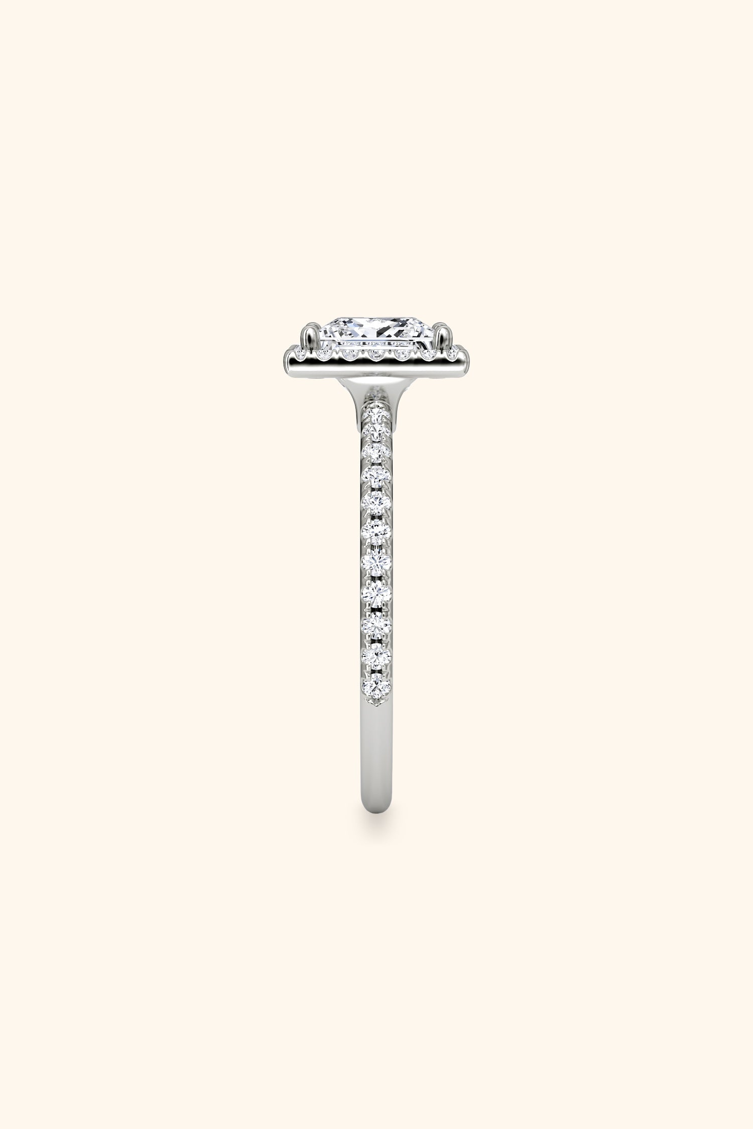 Angelica Classic Halo with a Princess Solitaire Pavé Premium Ring