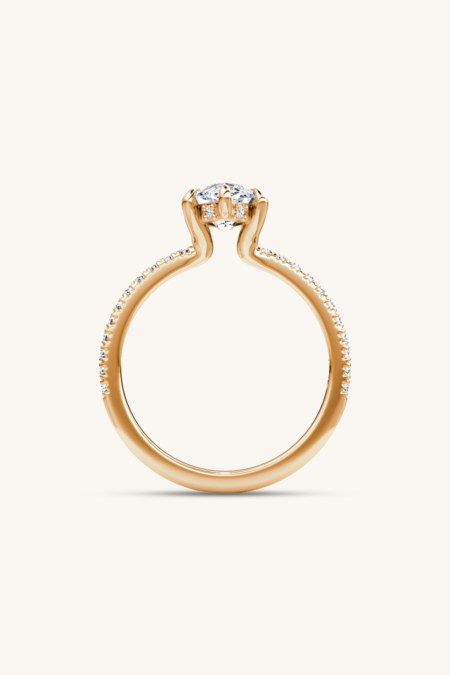 Bella Luna Halo Marquise Solitaire Pavé Ring