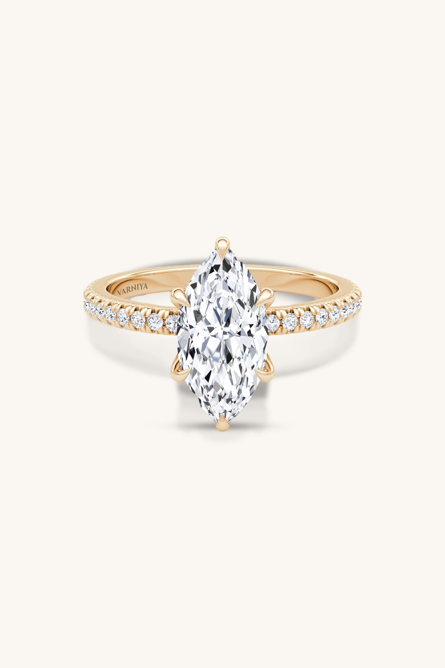 Bella Luna Halo Marquise Solitaire Pavé Ring