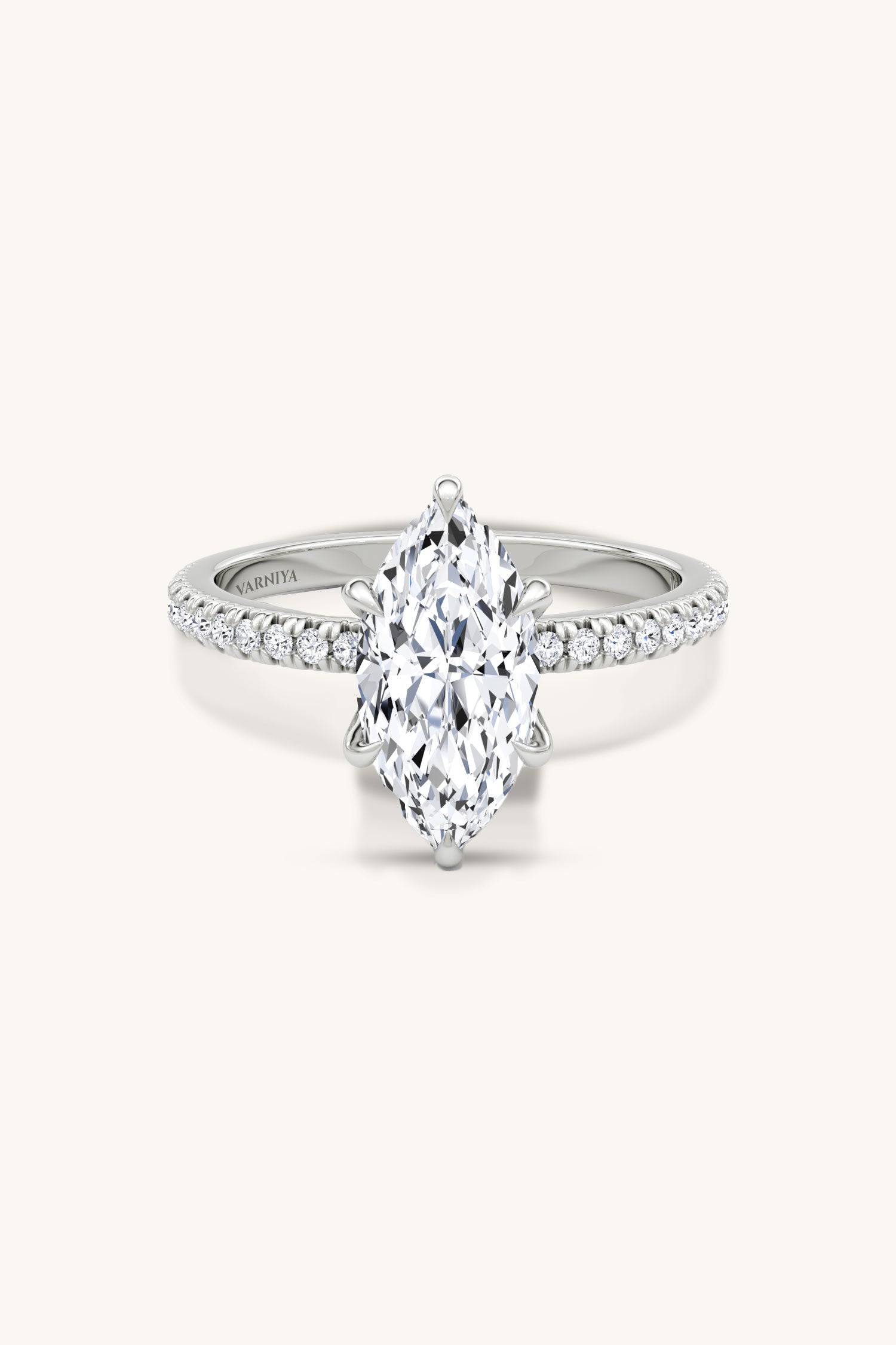 Bella Luna Halo Marquise Solitaire Pavé Ring