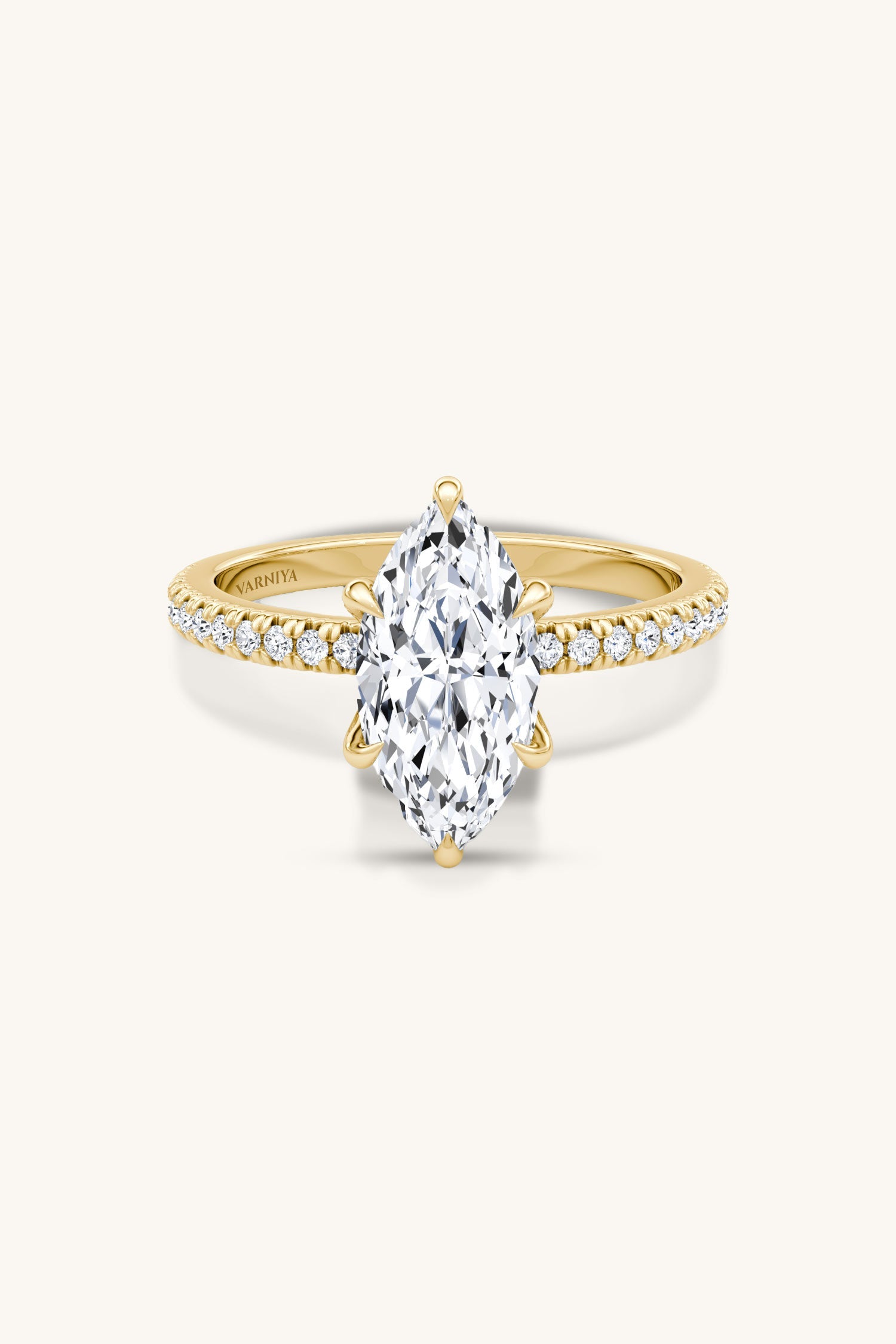 Bella Luna Halo Marquise Solitaire Pavé Ring