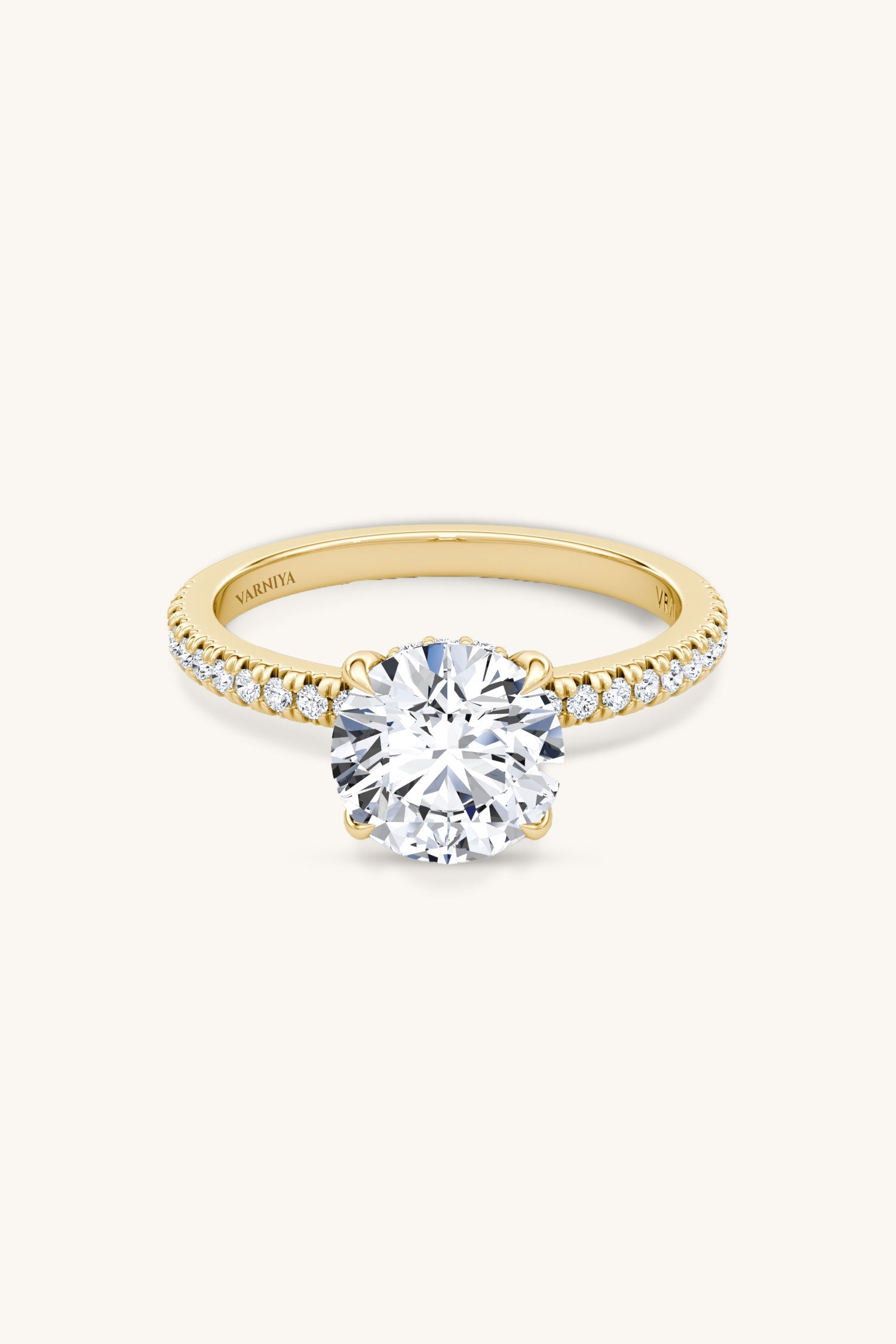 Bella Luna Halo Round Brilliant Solitaire Pave Ring