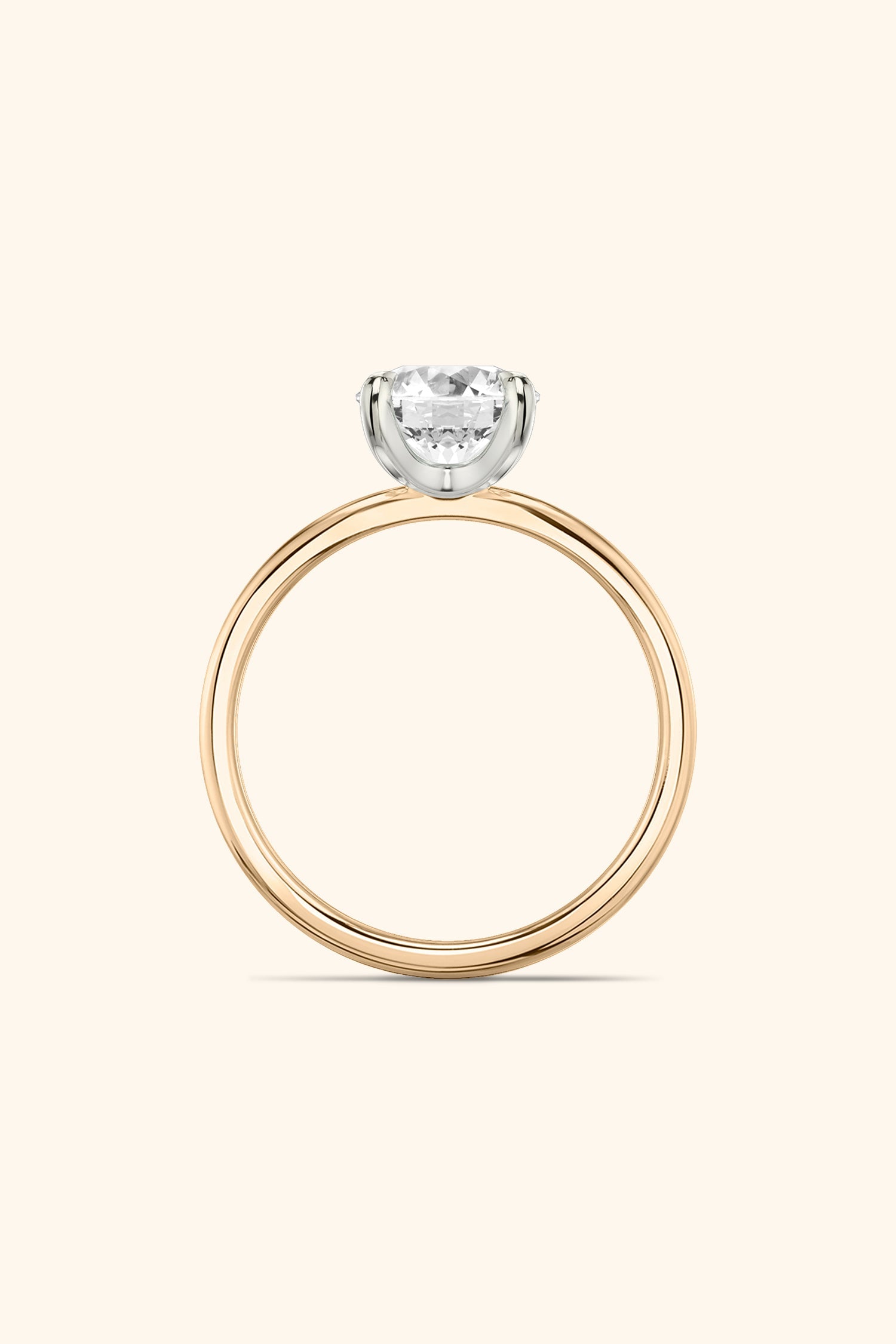 Dual Tone Glance Ring with Round Brilliant Solitaire.