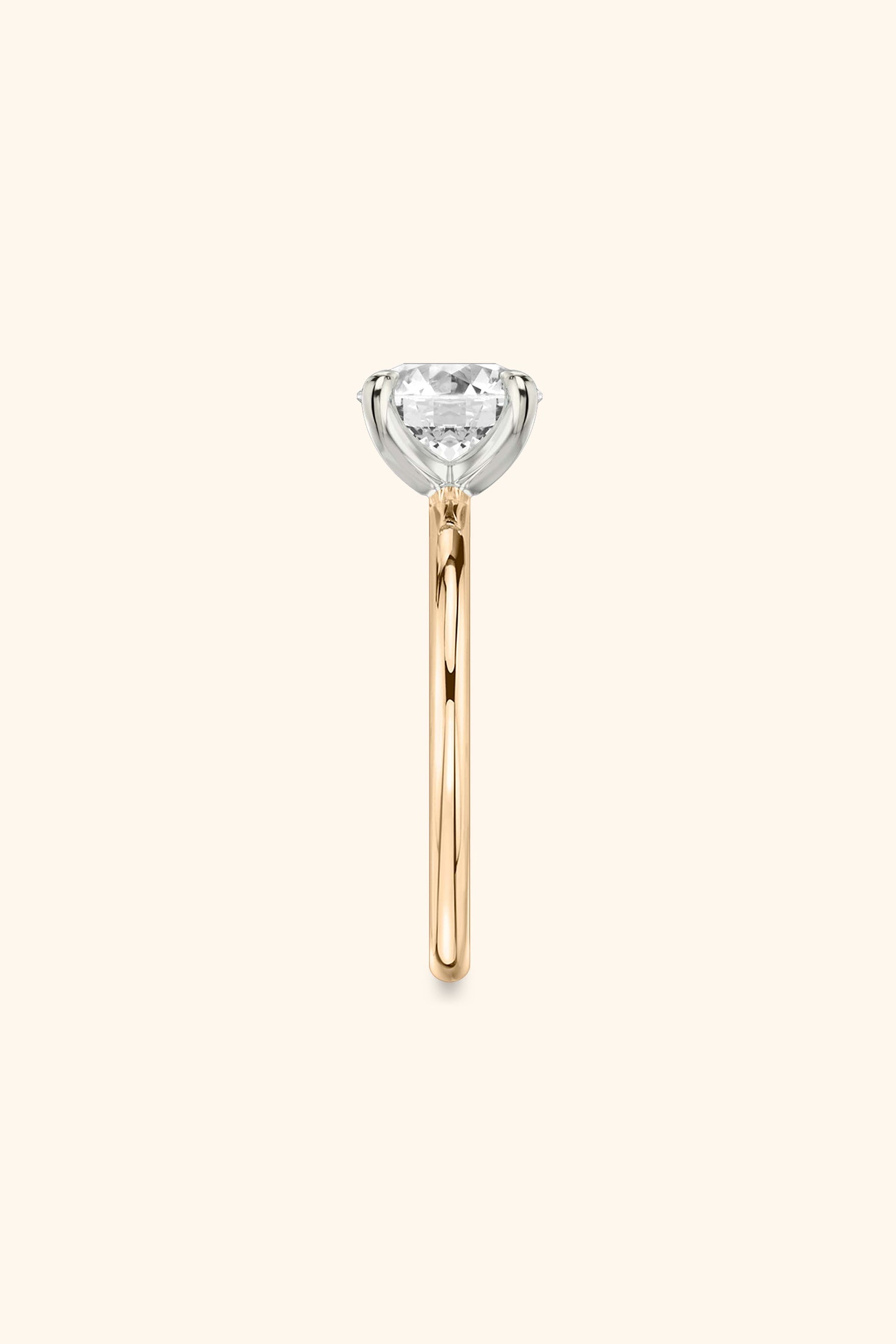 Dual Tone Glance Ring with Round Brilliant Solitaire.