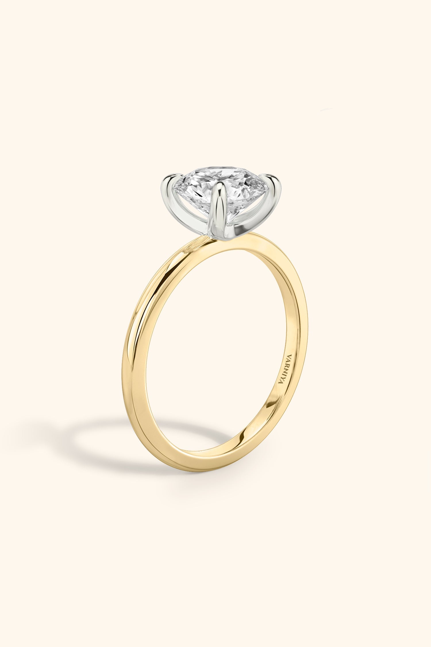 Dual Tone Glance Ring with Round Brilliant Solitaire.